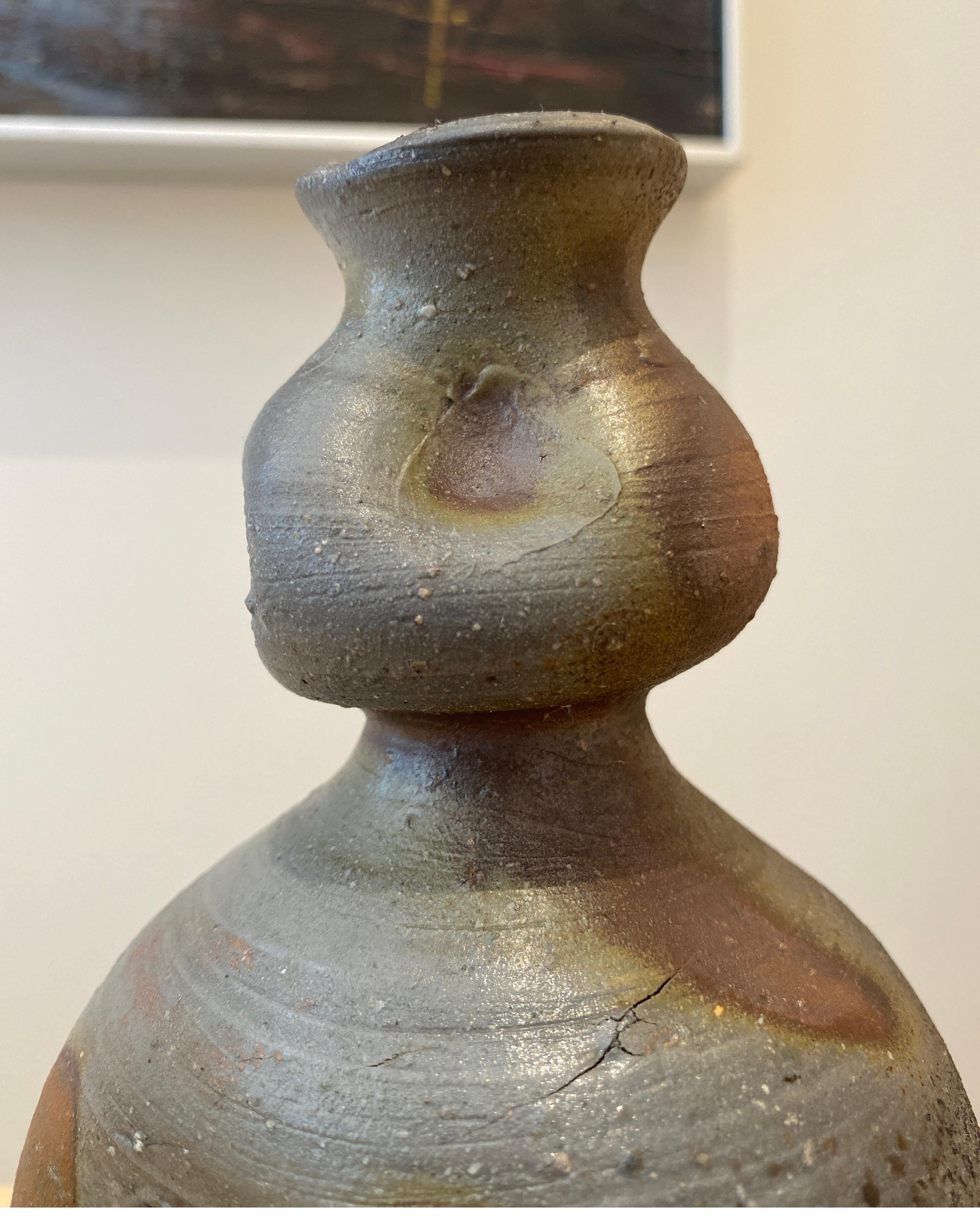 Superba pentola da sakè a doppia zucca Bizen Mingei degli anni '70, firmata in vendita 7