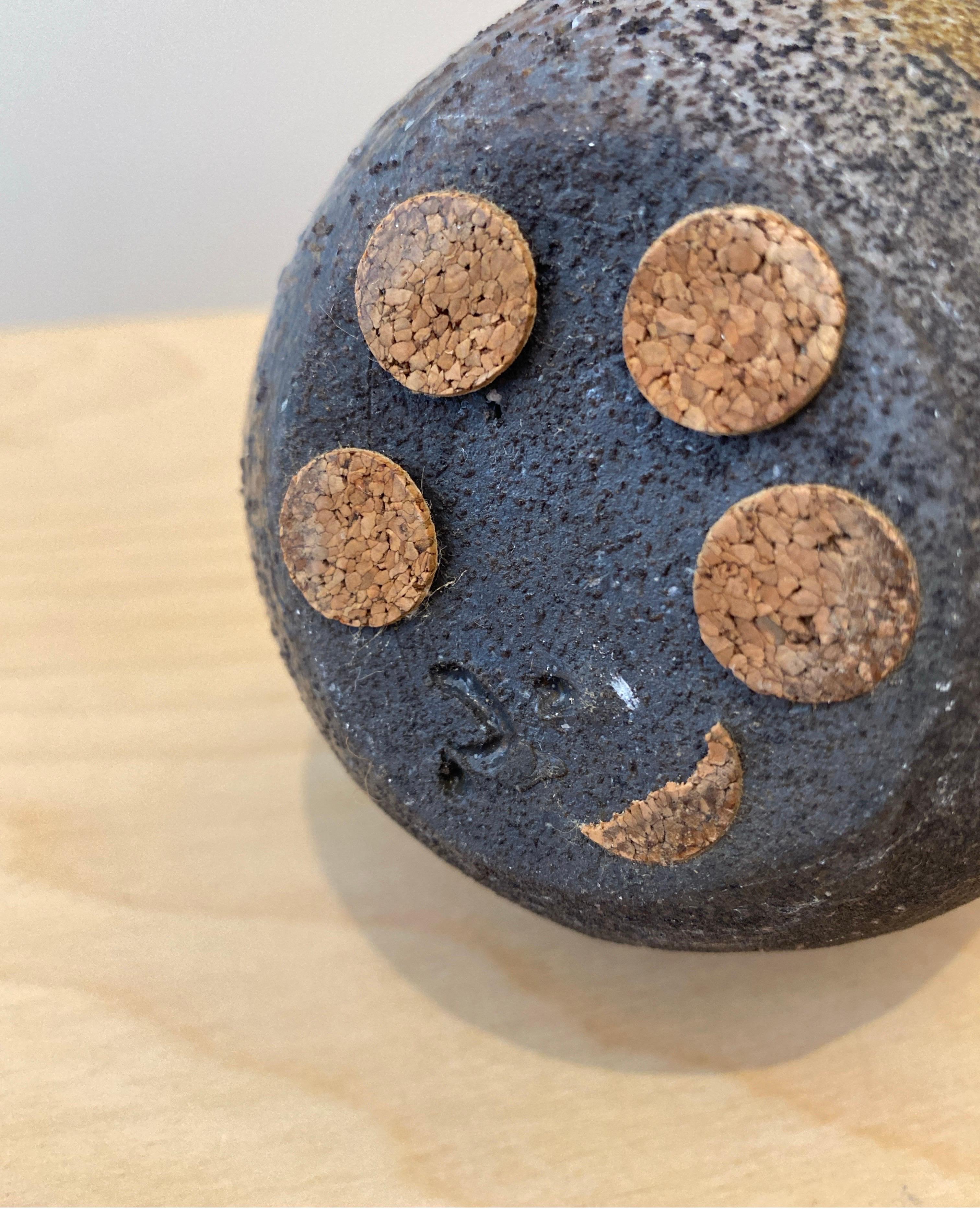 Superba pentola da sakè a doppia zucca Bizen Mingei degli anni '70, firmata in vendita 10