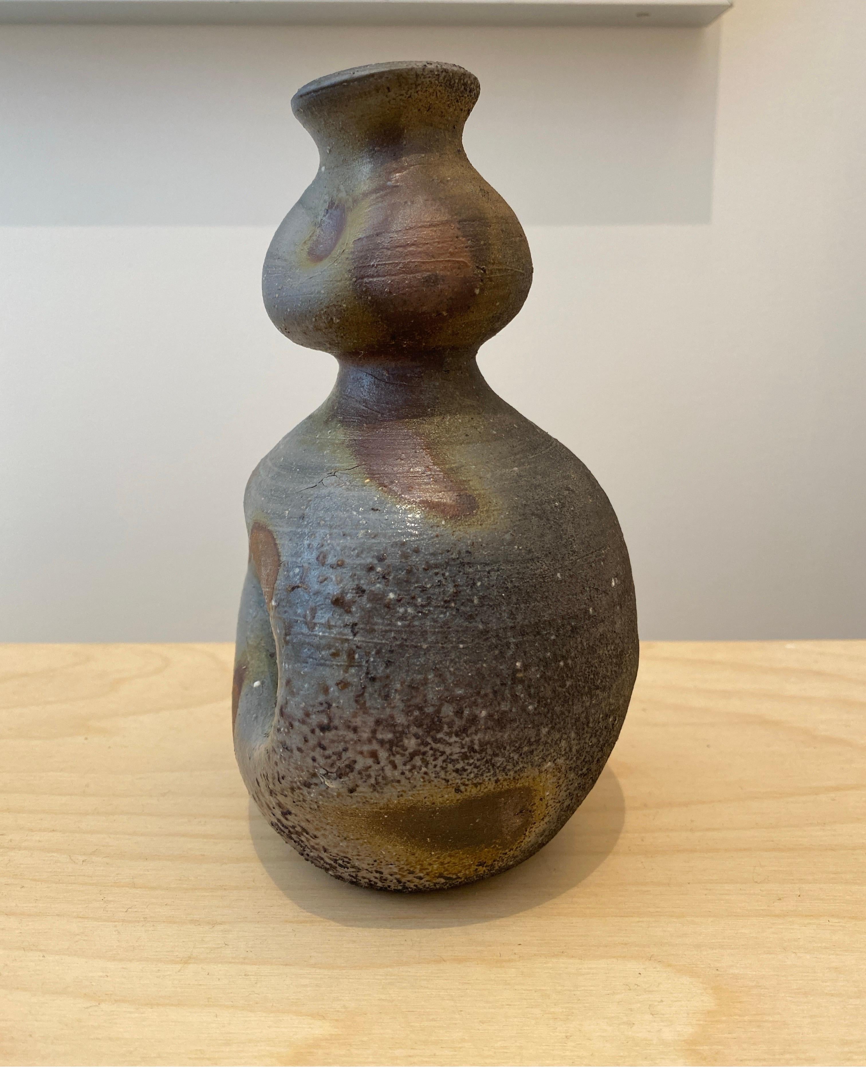 Showa Superba pentola da sakè a doppia zucca Bizen Mingei degli anni '70, firmata in vendita