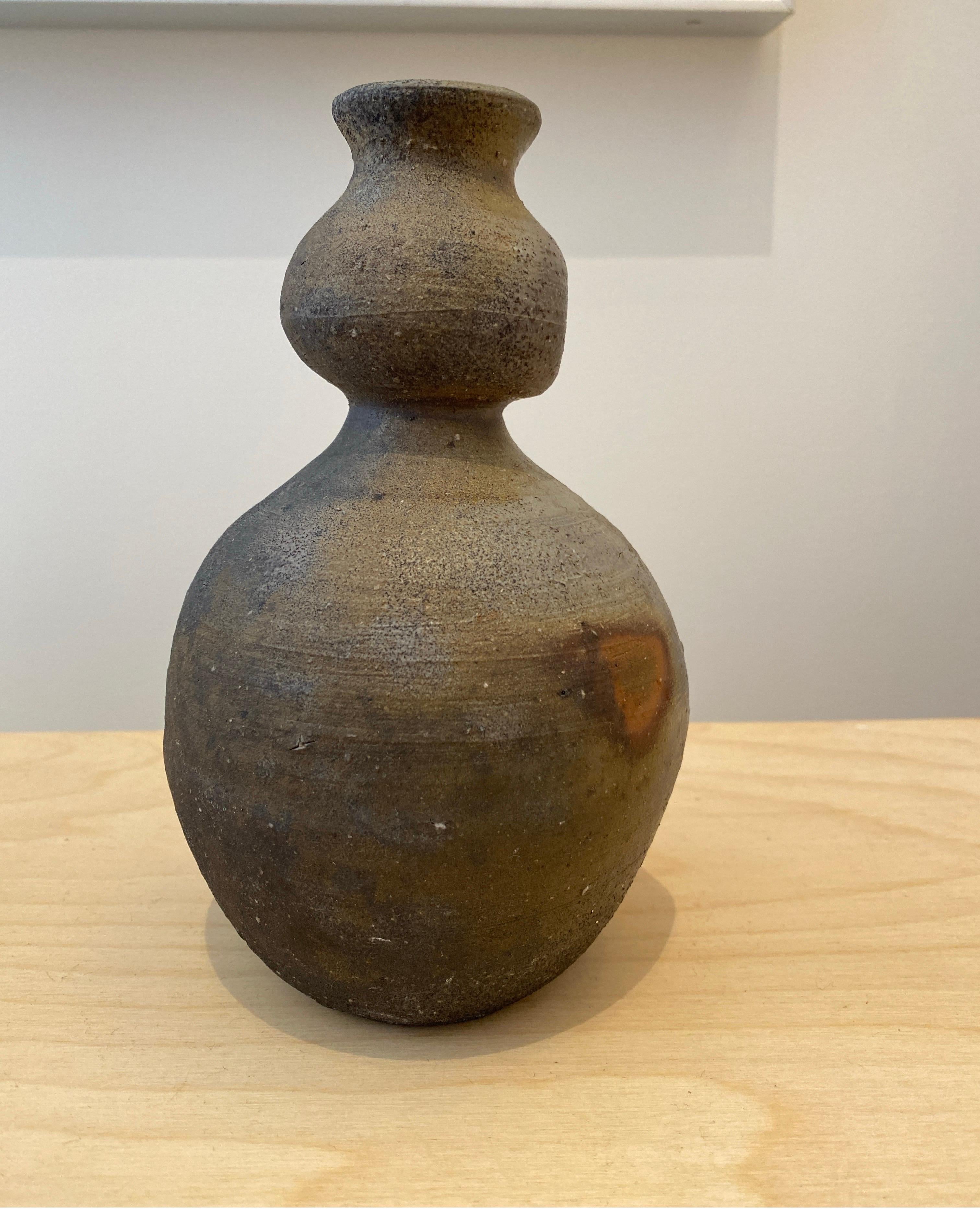 Superba pentola da sakè a doppia zucca Bizen Mingei degli anni '70, firmata In condizioni buone in vendita a Melbourne, AU