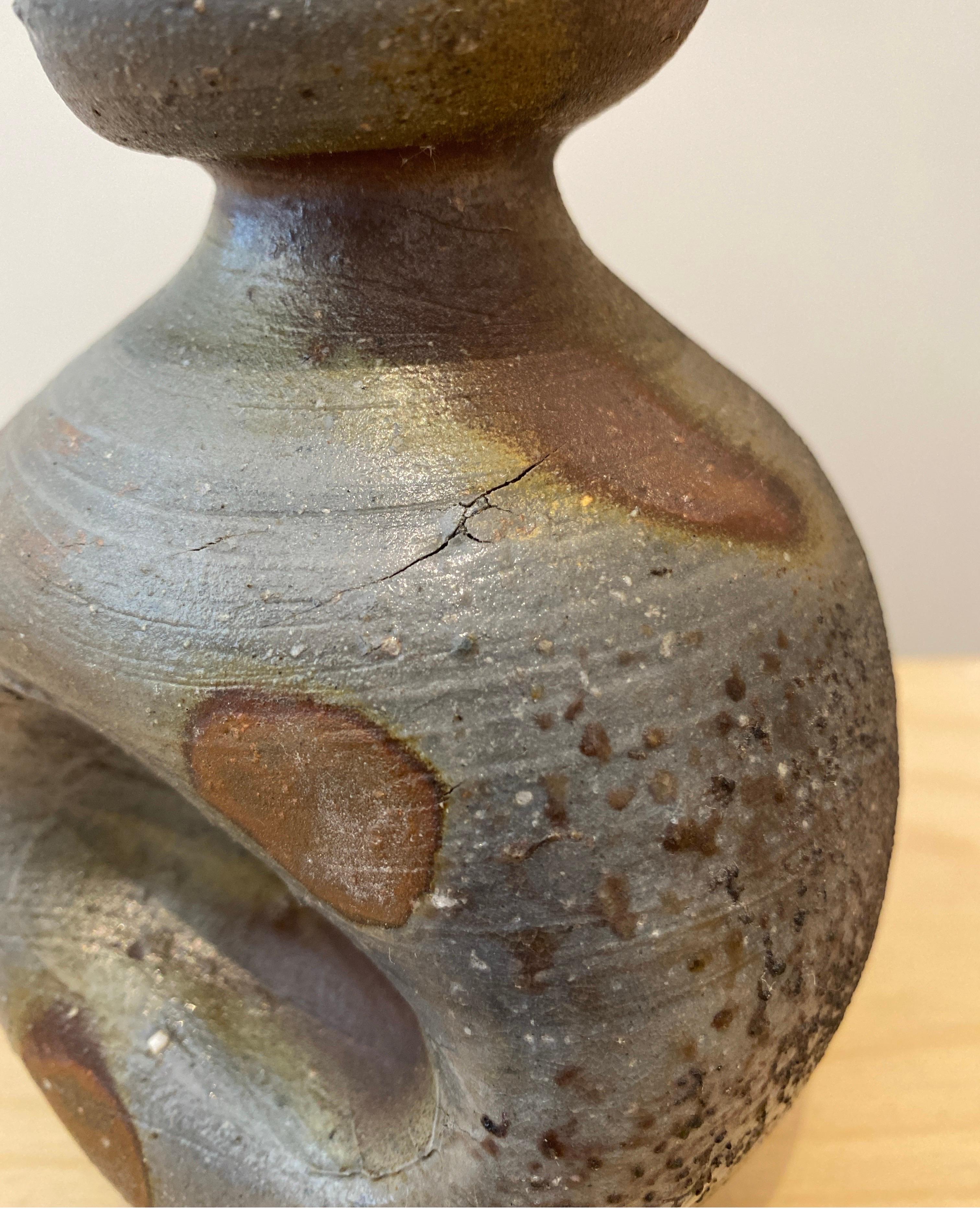 Superba pentola da sakè a doppia zucca Bizen Mingei degli anni '70, firmata in vendita 1