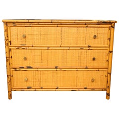 Hervorragende Vintage-Kommode aus Bambus und Rattan