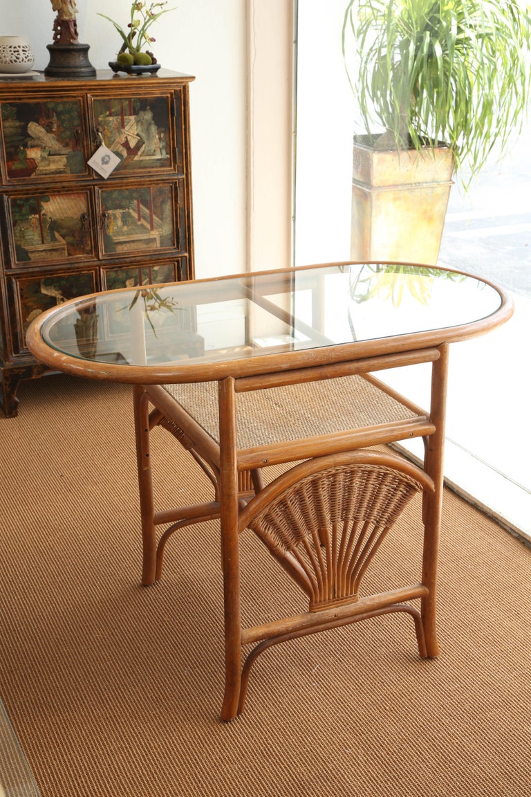 Superb Vintage Bamboo Bistro Table with Two Chairs at 1stDibs