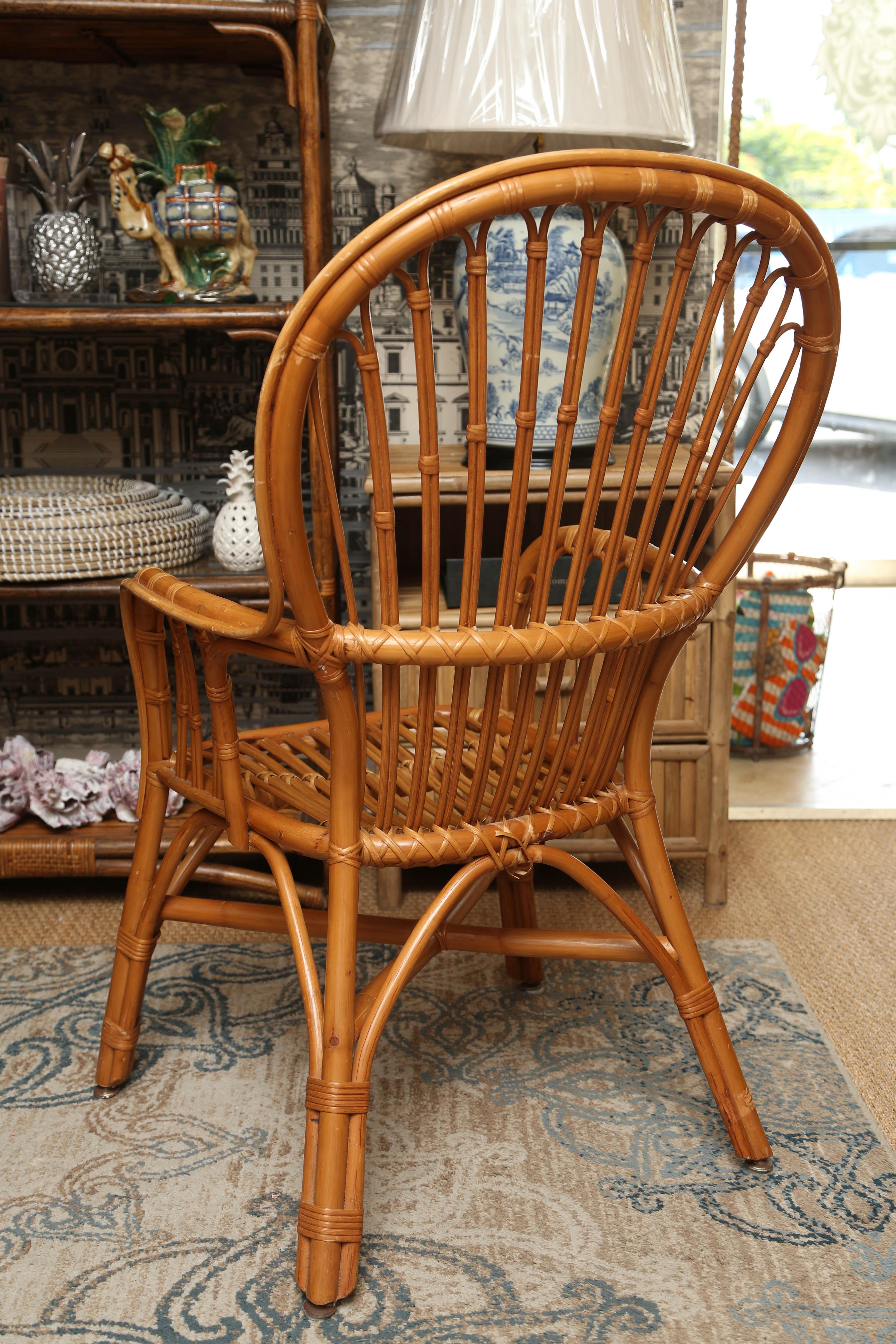 Superb Vintage Centre Bamboo and Rattan Table with Four Chairs 3