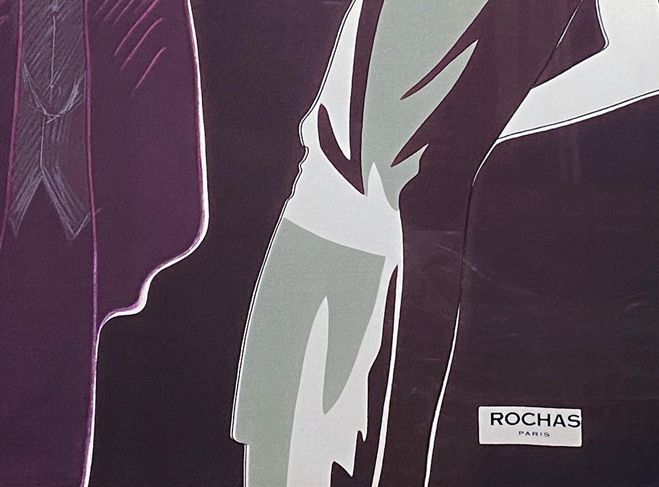 Art Deco Superb Vintage Framed Scarf Signed Rochas Paris For Sale