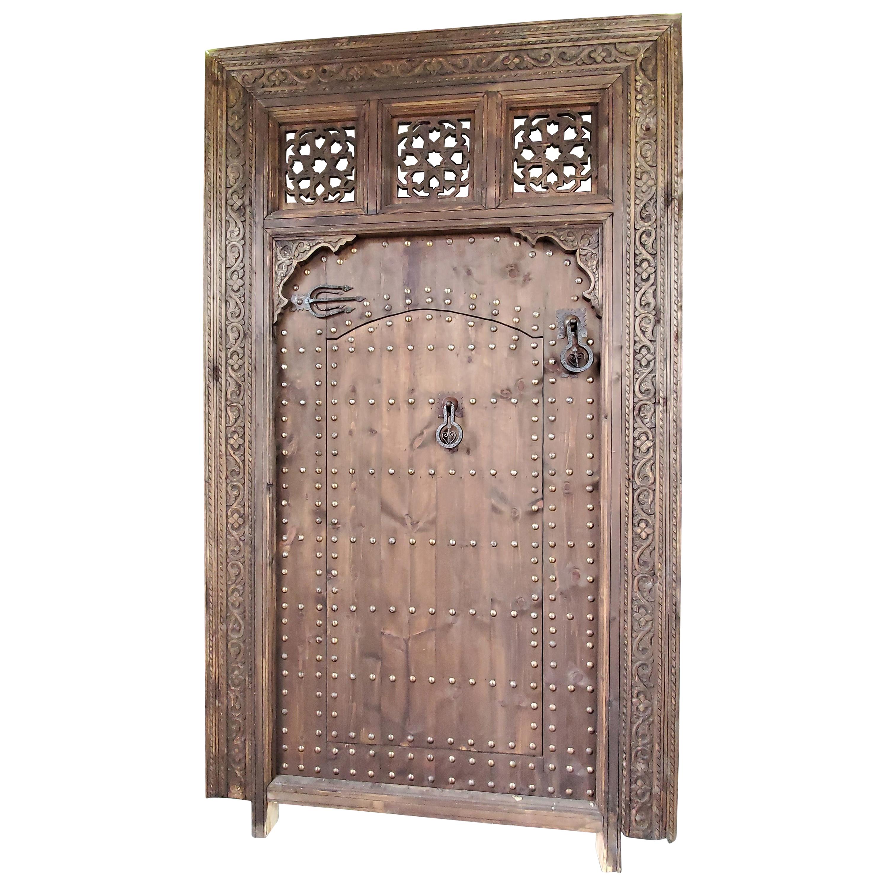 Superb Vintage Handmade Moorish Carved Door Within a Door For Sale
