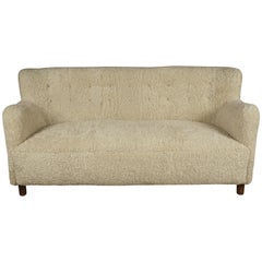 Superb Vintage Sheepskin Sofa from Denmark, 1940s