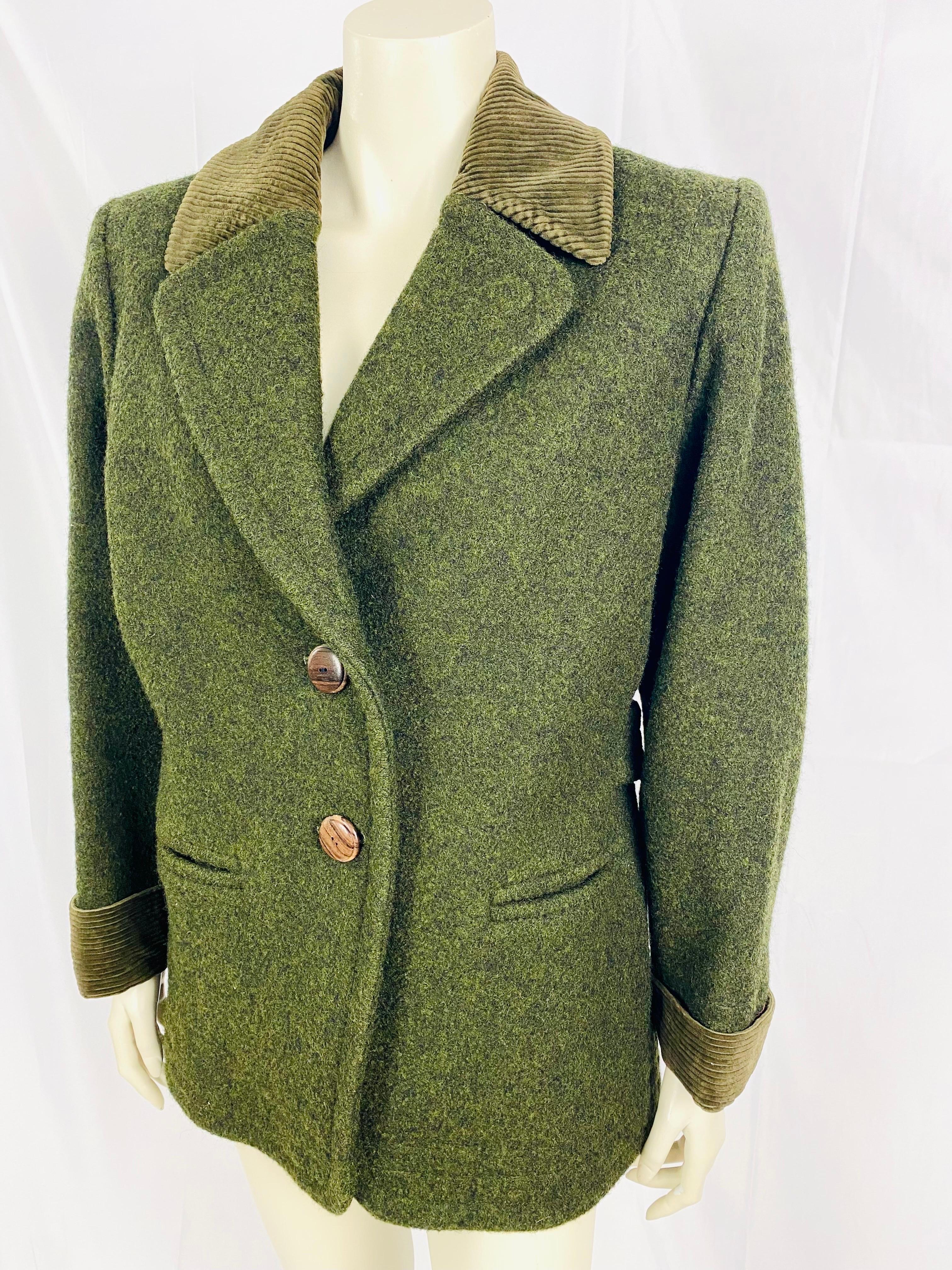 Superb vintage Yves saint laurent winter jacket circa 1970, in khaki boiled wool 6