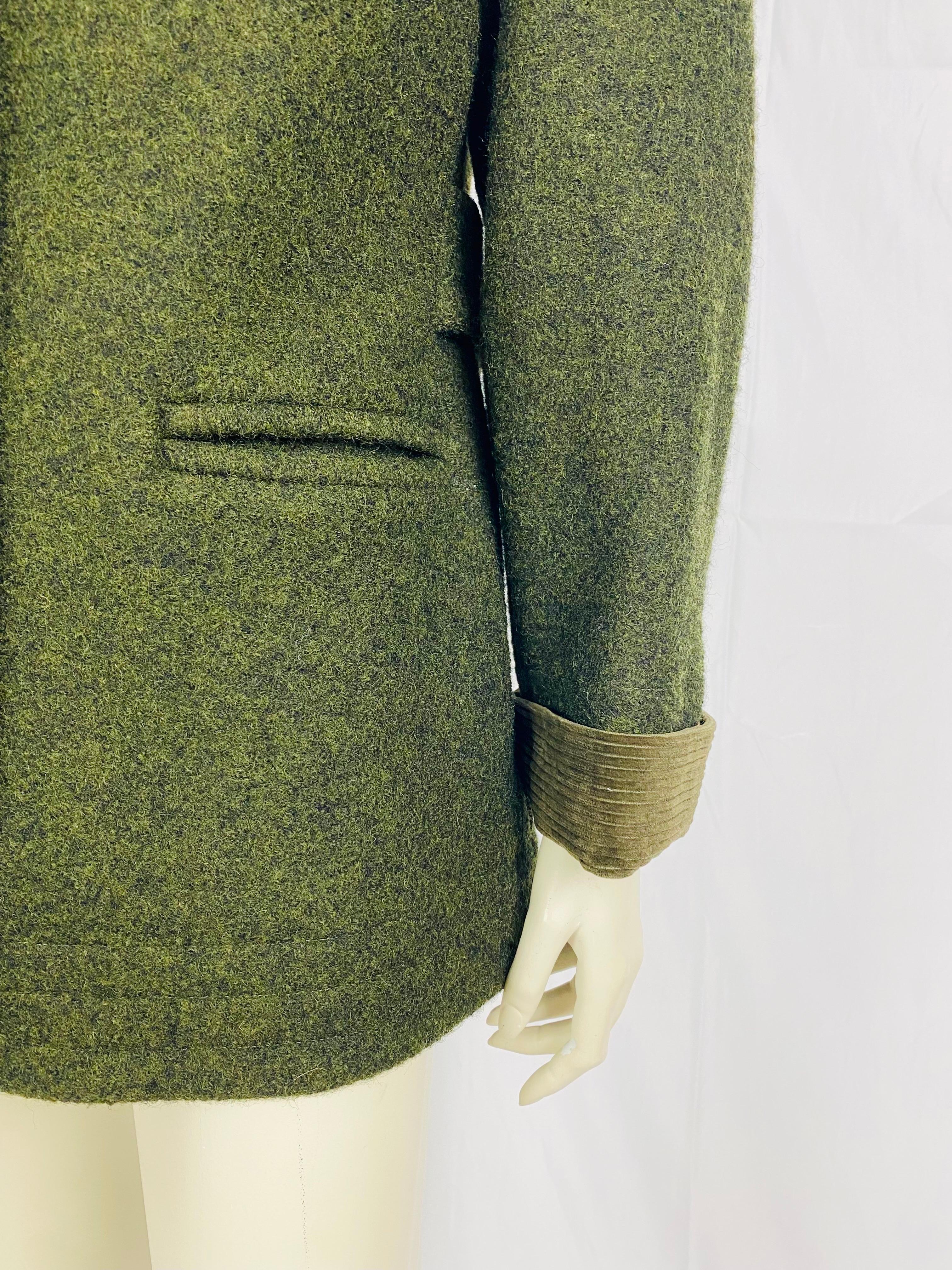 Superb vintage Yves saint laurent winter jacket circa 1970, in khaki boiled wool In Good Condition In L'ESCALA, ES