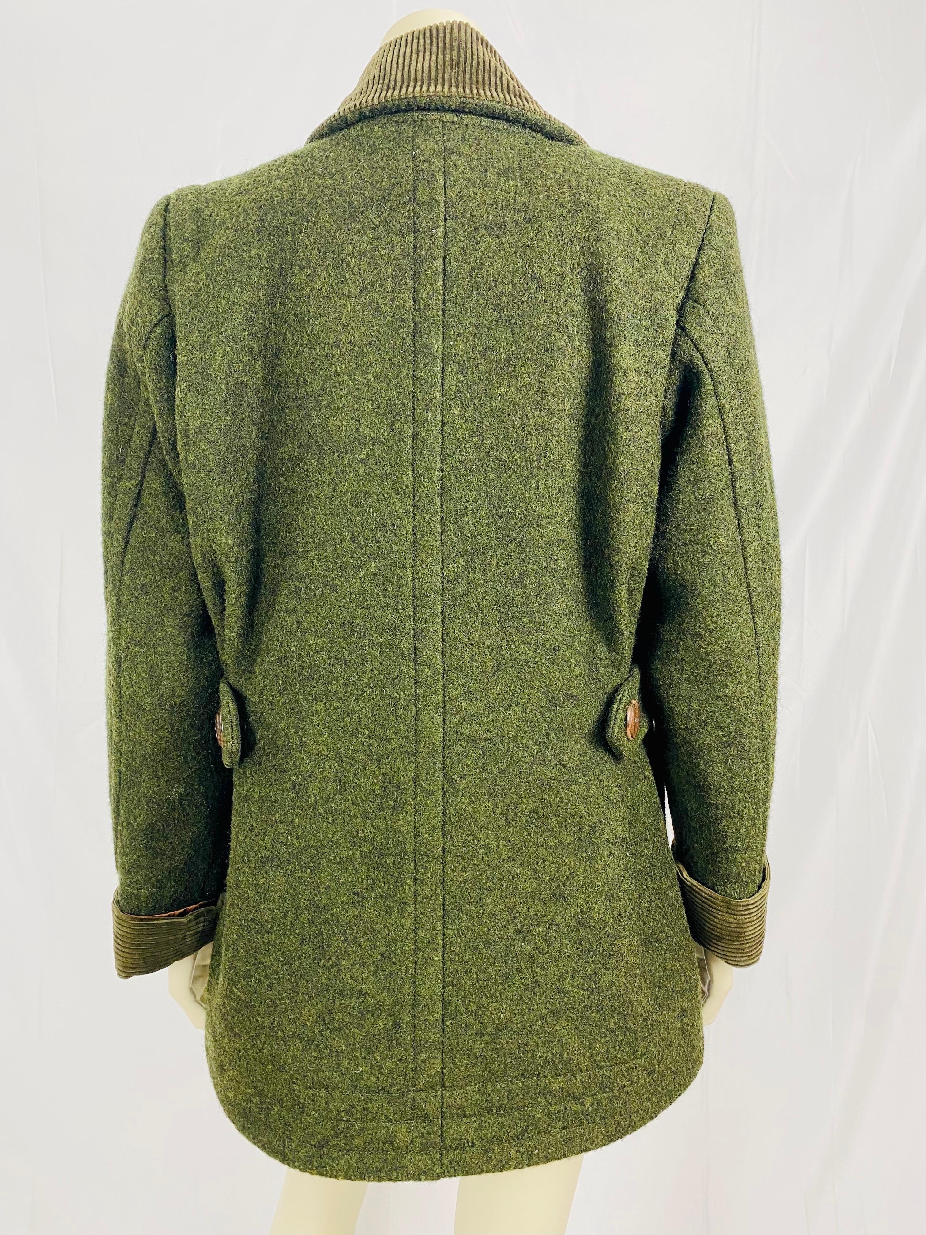 Superb vintage Yves saint laurent winter jacket circa 1970, in khaki boiled wool 1