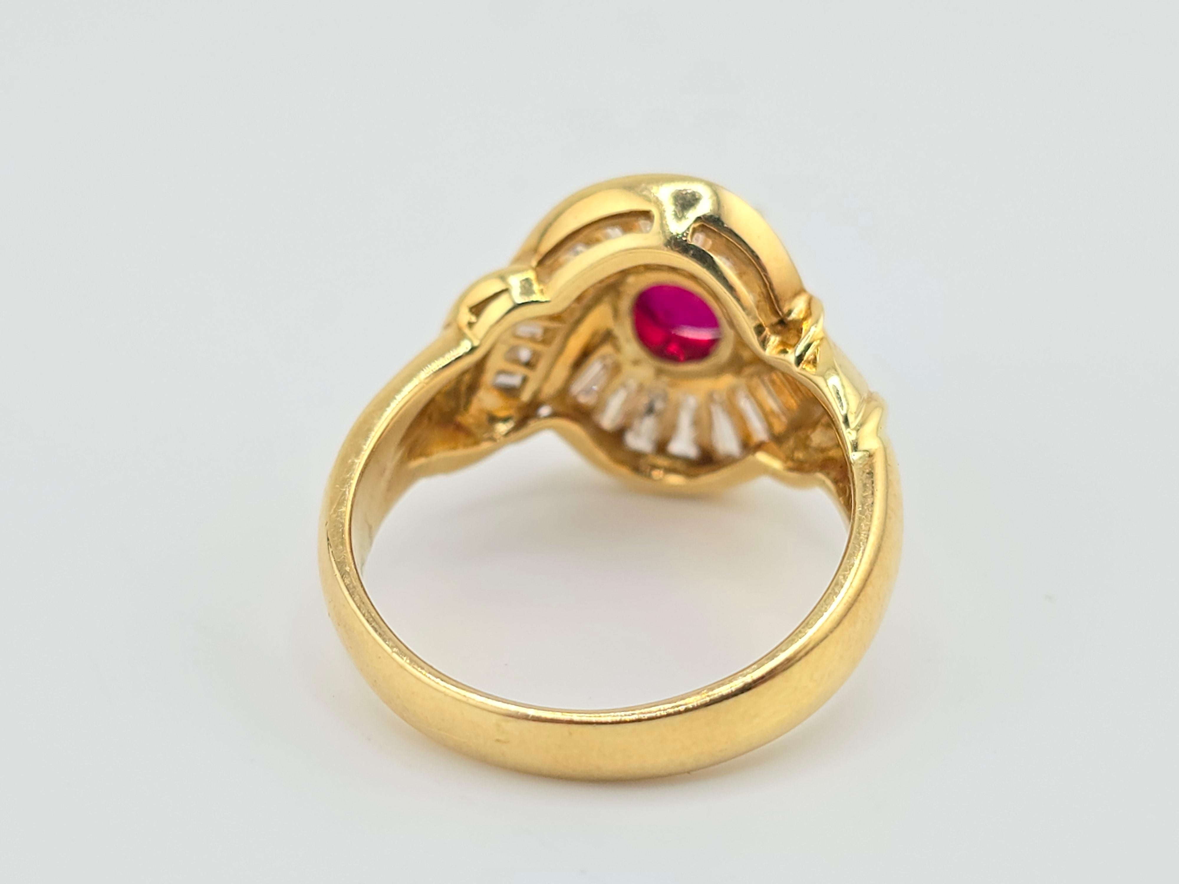 Superb Vivid Ruby & Diamond 18K Yellow Gold Ring 6.90 Grams In Good Condition For Sale In Media, PA