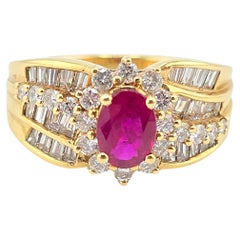 Superb Vivid Ruby 
Diamond 18K Yellow Gold Ring