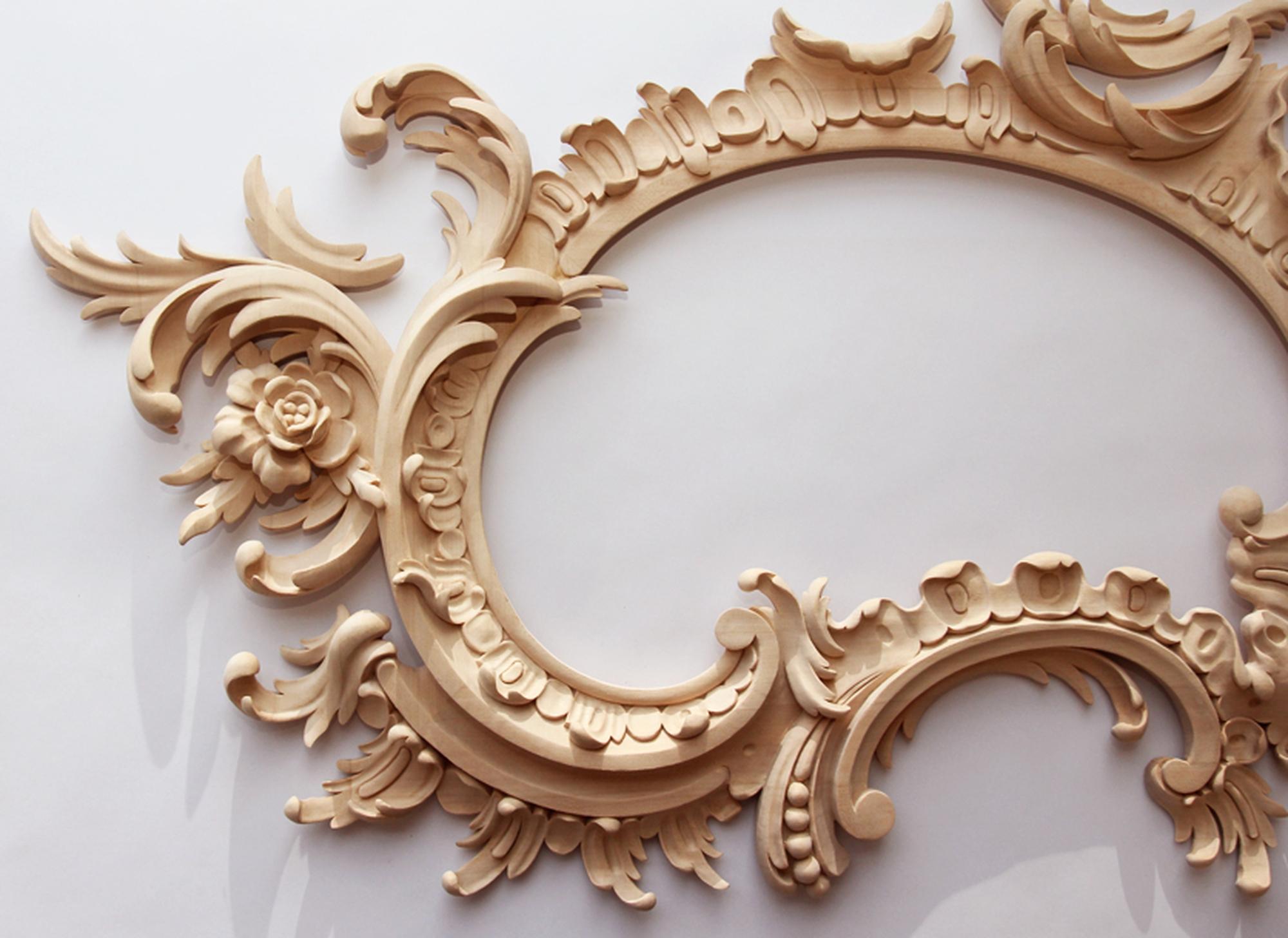 Woodwork Rococo Superb Wall Mirror Custom Made Carved Wood For Sale