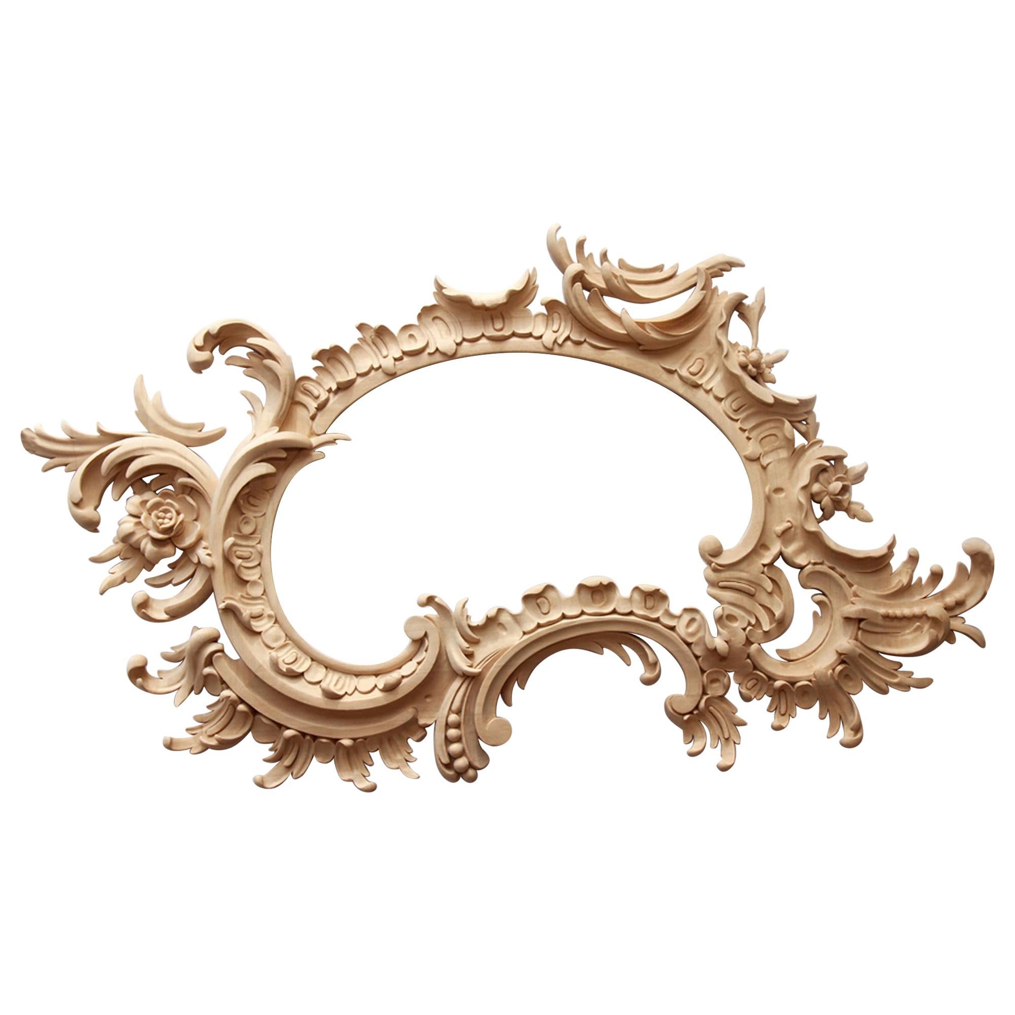 Rococo Superb Wall Mirror Custom Made Carved Wood For Sale