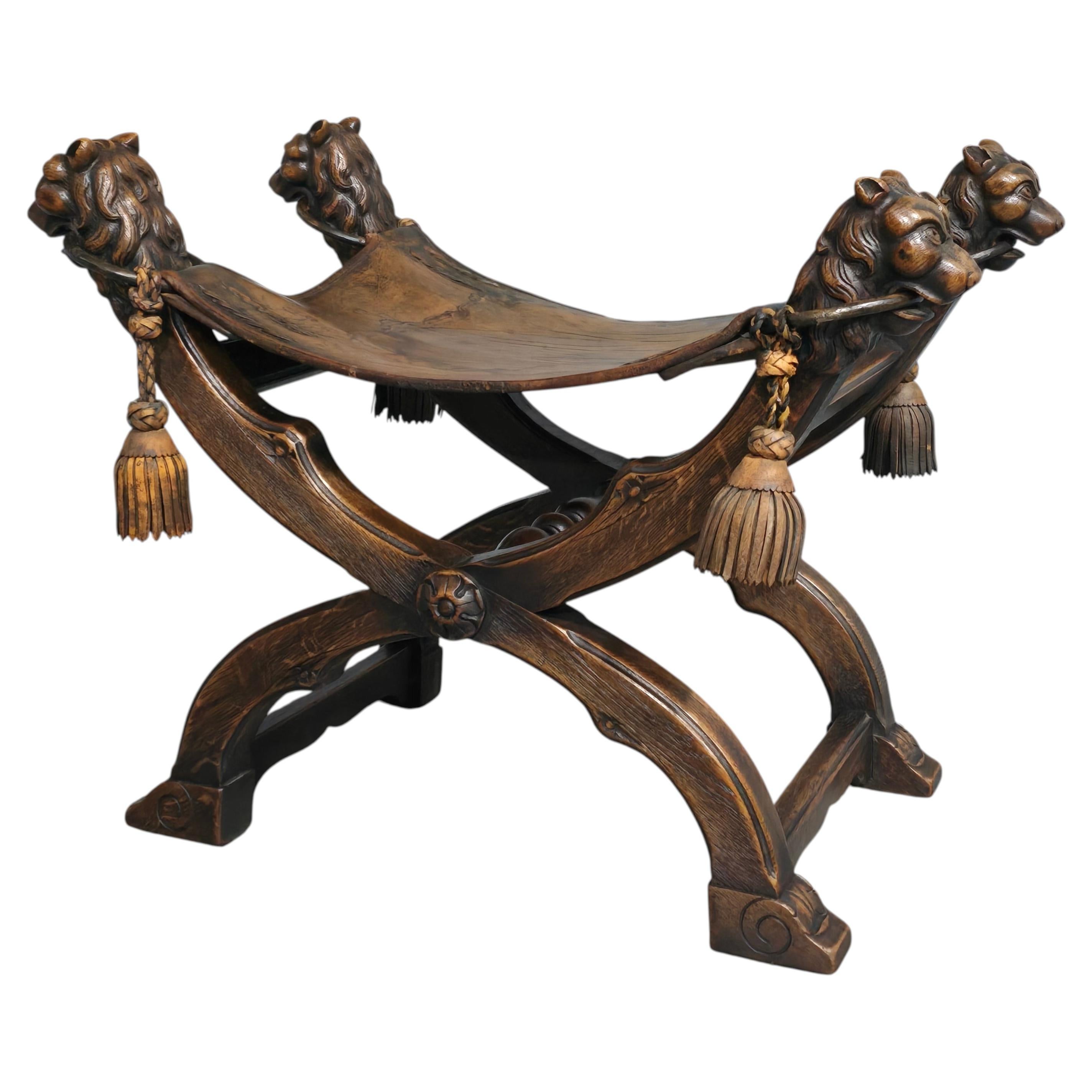 Superb Walnut X Framed Stool For Sale
