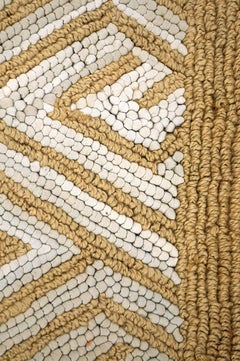 Superb White-Brown Color Geometric Patern Contemporary American Hooked Rug