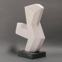 Superb White Marble "Bird" Sculpture" by Savy, Grey Base, France, 21st Century