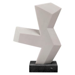 Superb White Marble "Bird" Sculpture" by Savy, Grey Base, France, 21st Century
