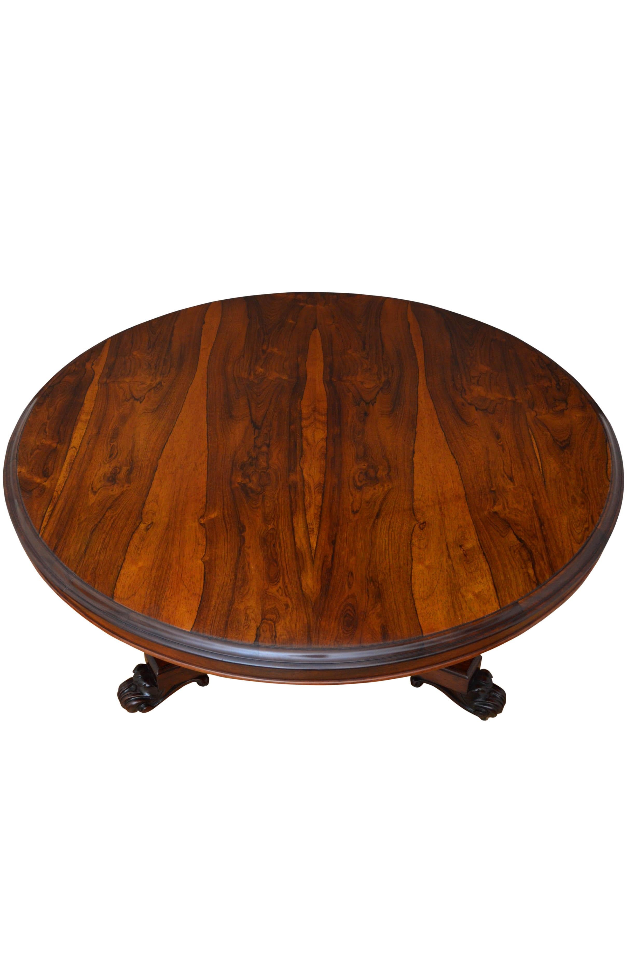 English Superb William IV Rosewood Centre Table Dining Table