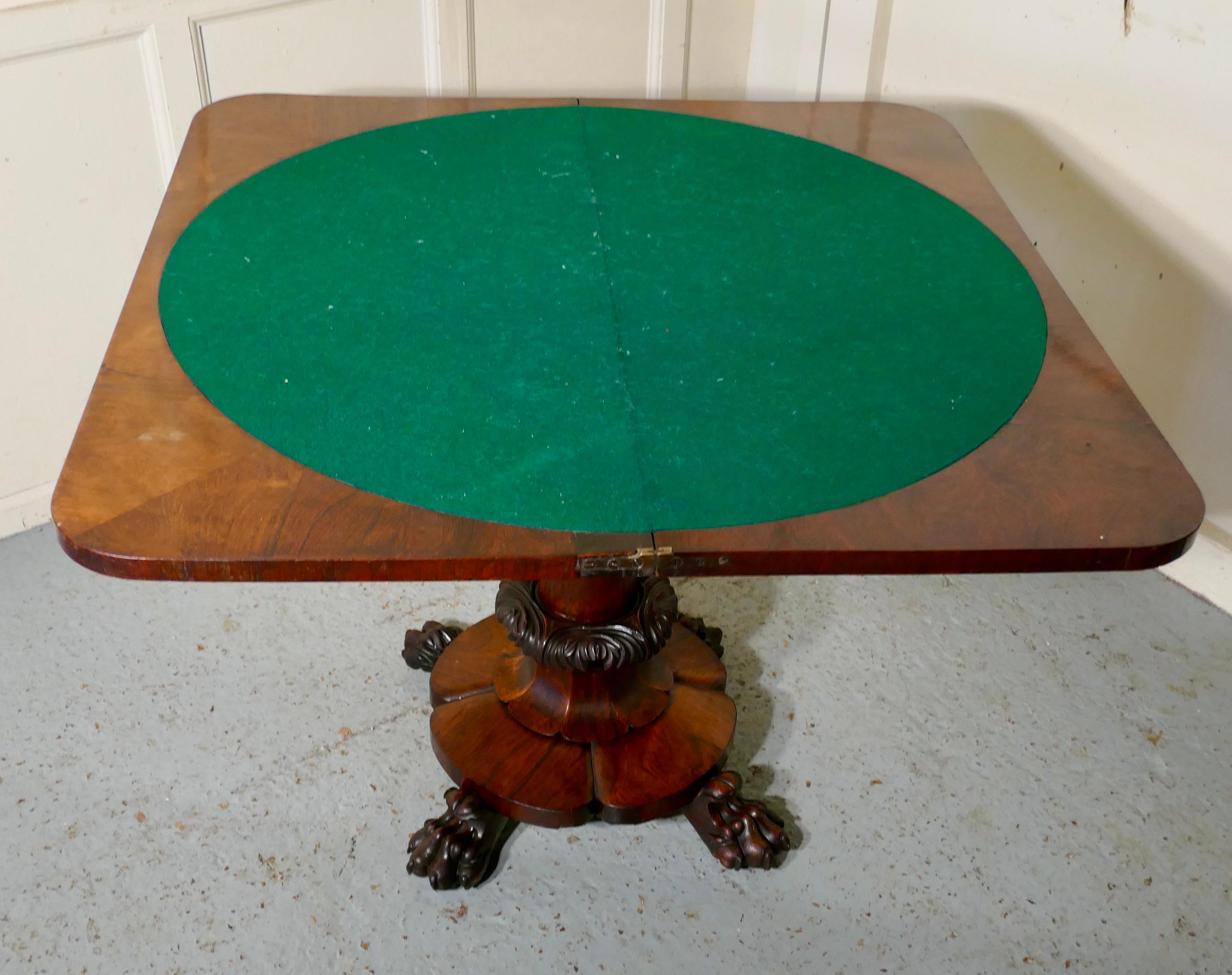 Superb William IV Rosewood Folding Games or Card Table For Sale at 1stDibs