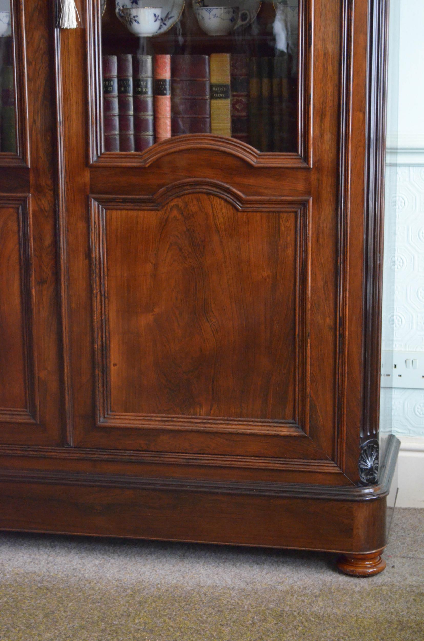 Superb XIXth Century Rosewood Bookcase or Display Cabinet For Sale 10