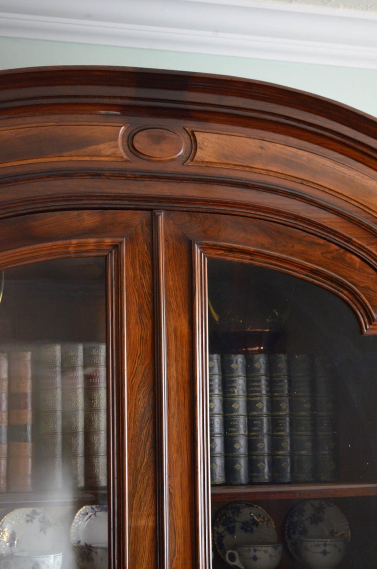 Superb XIXth Century Rosewood Bookcase or Display Cabinet For Sale 1