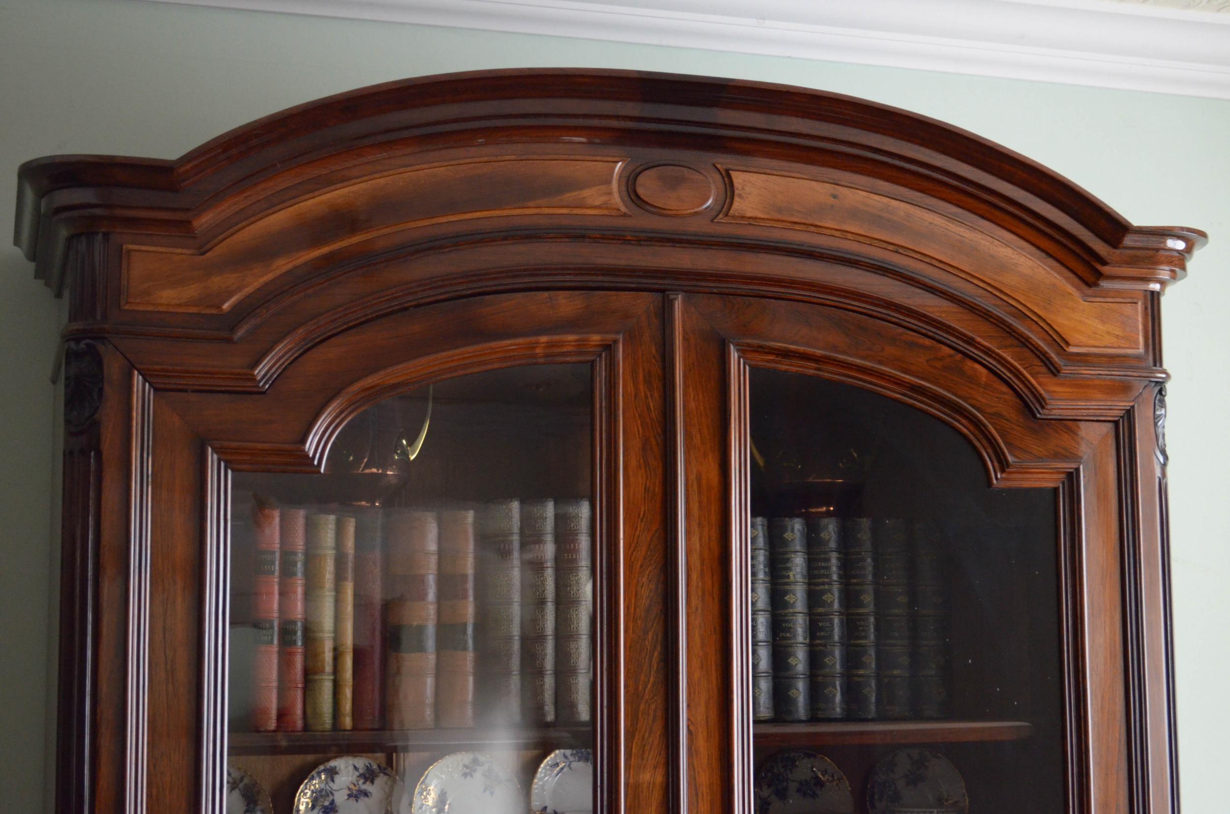 Superb XIXth Century Rosewood Bookcase or Display Cabinet For Sale 2