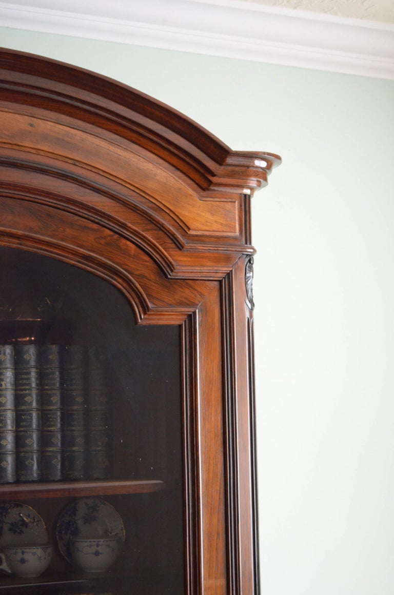 Superb XIXth Century Rosewood Bookcase or Display Cabinet For Sale 3