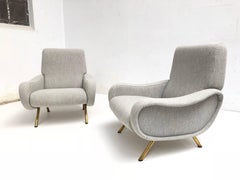 Superb pair of Restored Marco Zanuso 'Lady' Chairs, Early Wood Frames Italy 1951