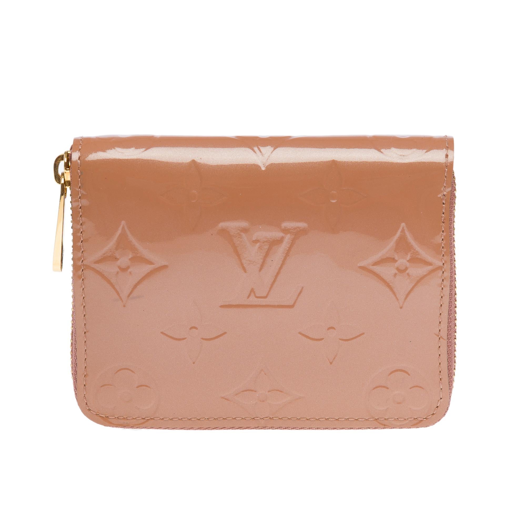 Brown Superb Zippy Wallet/Coin Purse in Pink Monogram Patent leather For Sale