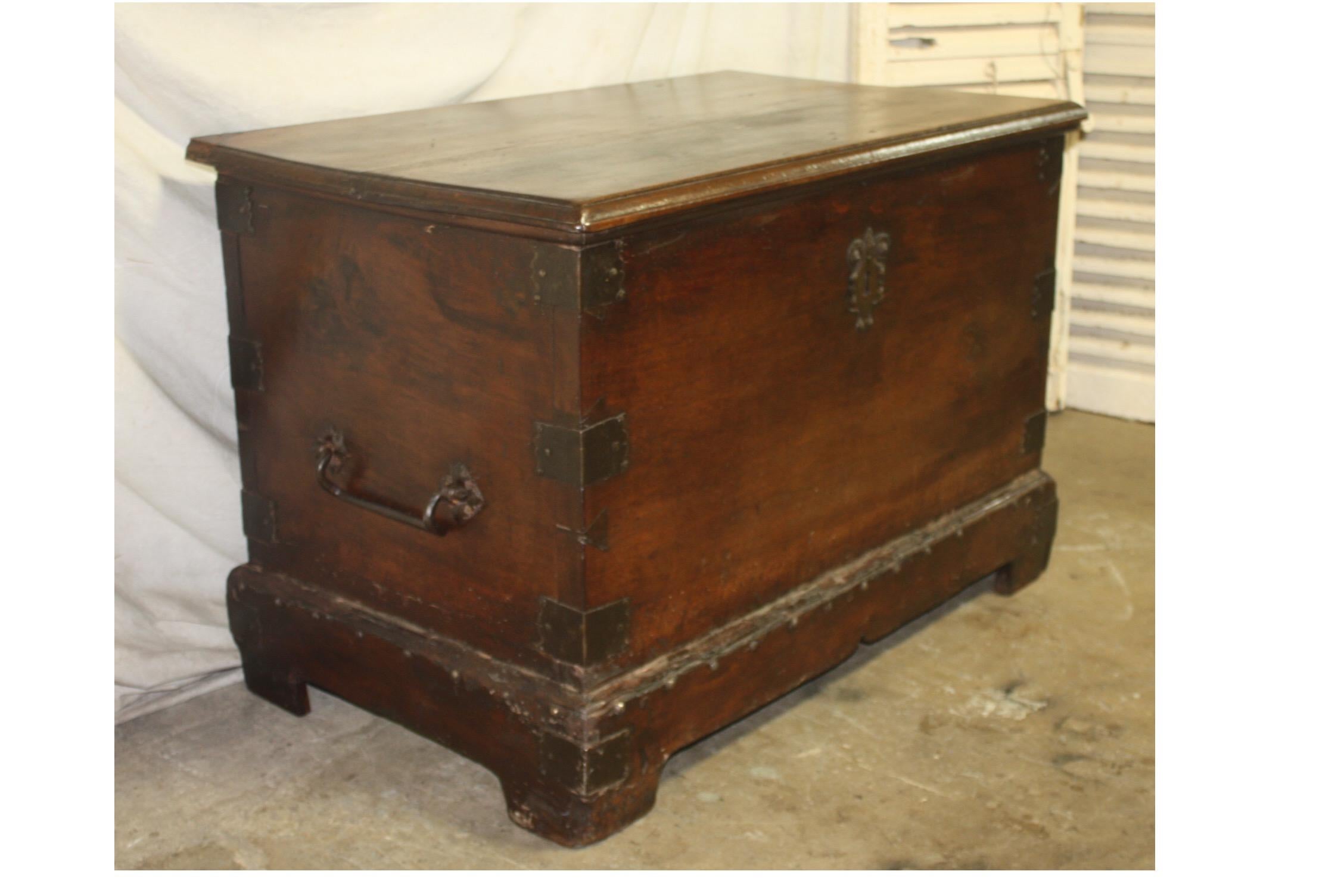 Iron Superbe 17th Century French Blanket Chest or Trunk For Sale