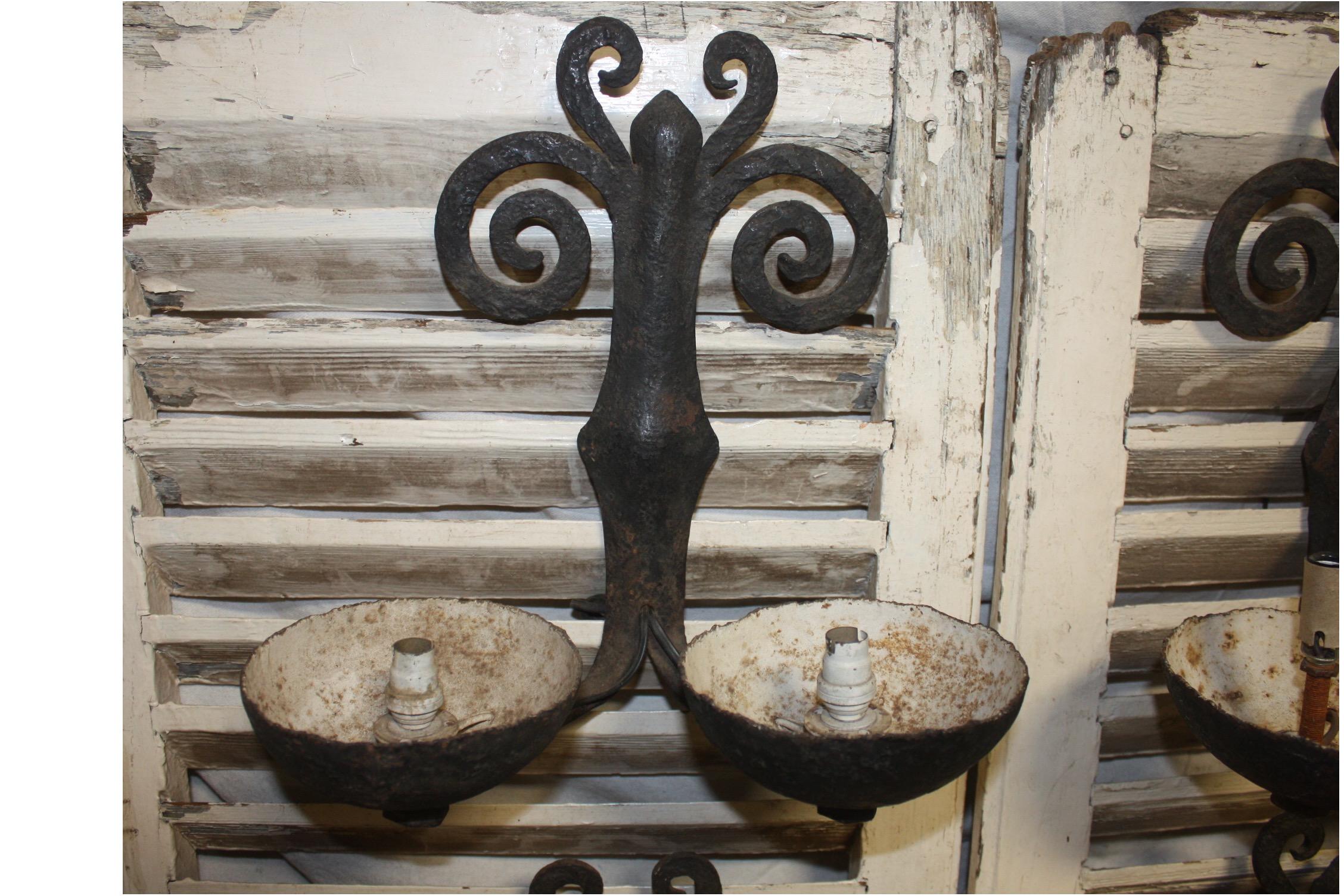 Superbe French Pairs of Iron Sconces For Sale 5