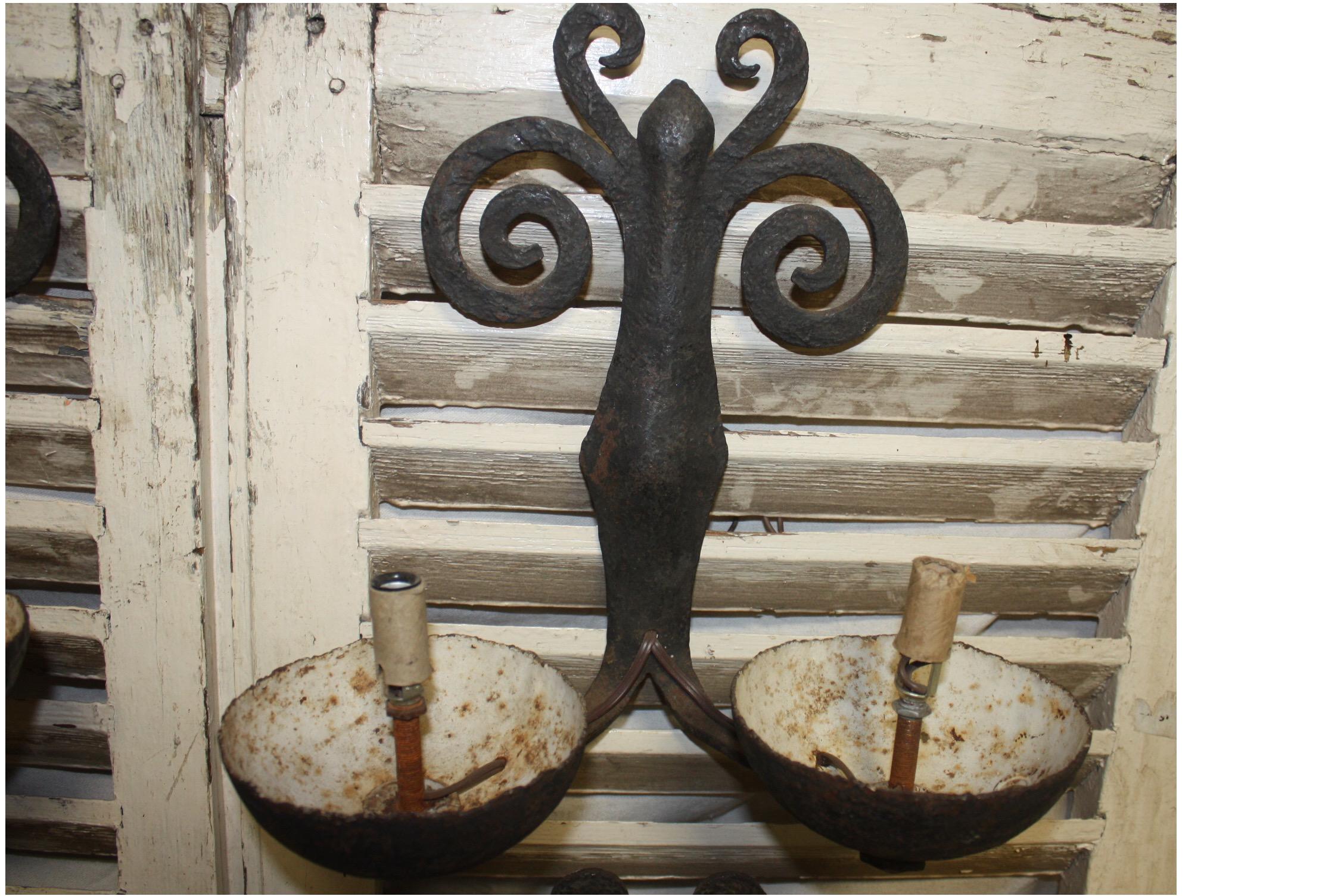 Superbe French Pairs of Iron Sconces For Sale 6