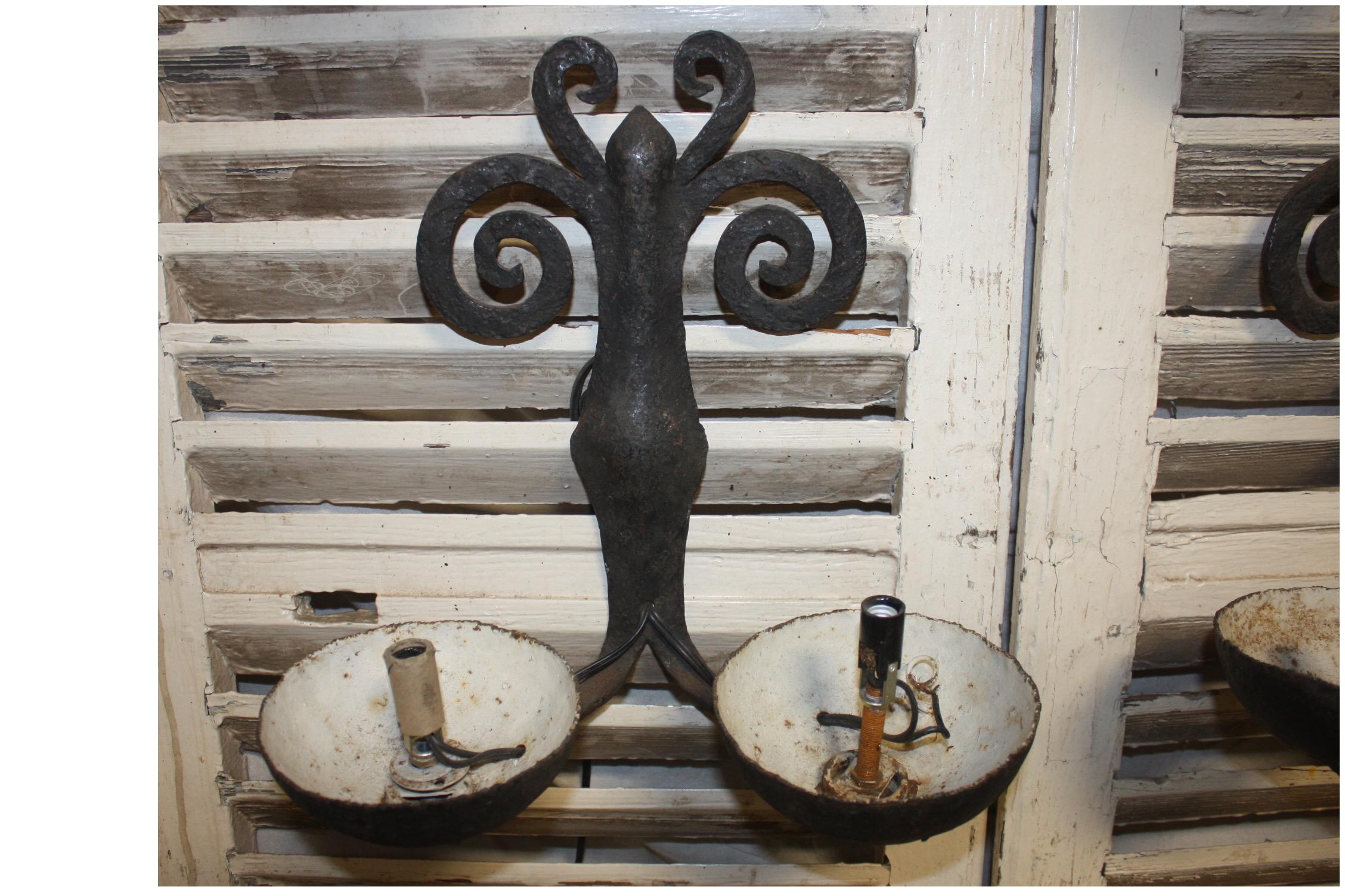 Superbe French Pairs of Iron Sconces For Sale 7