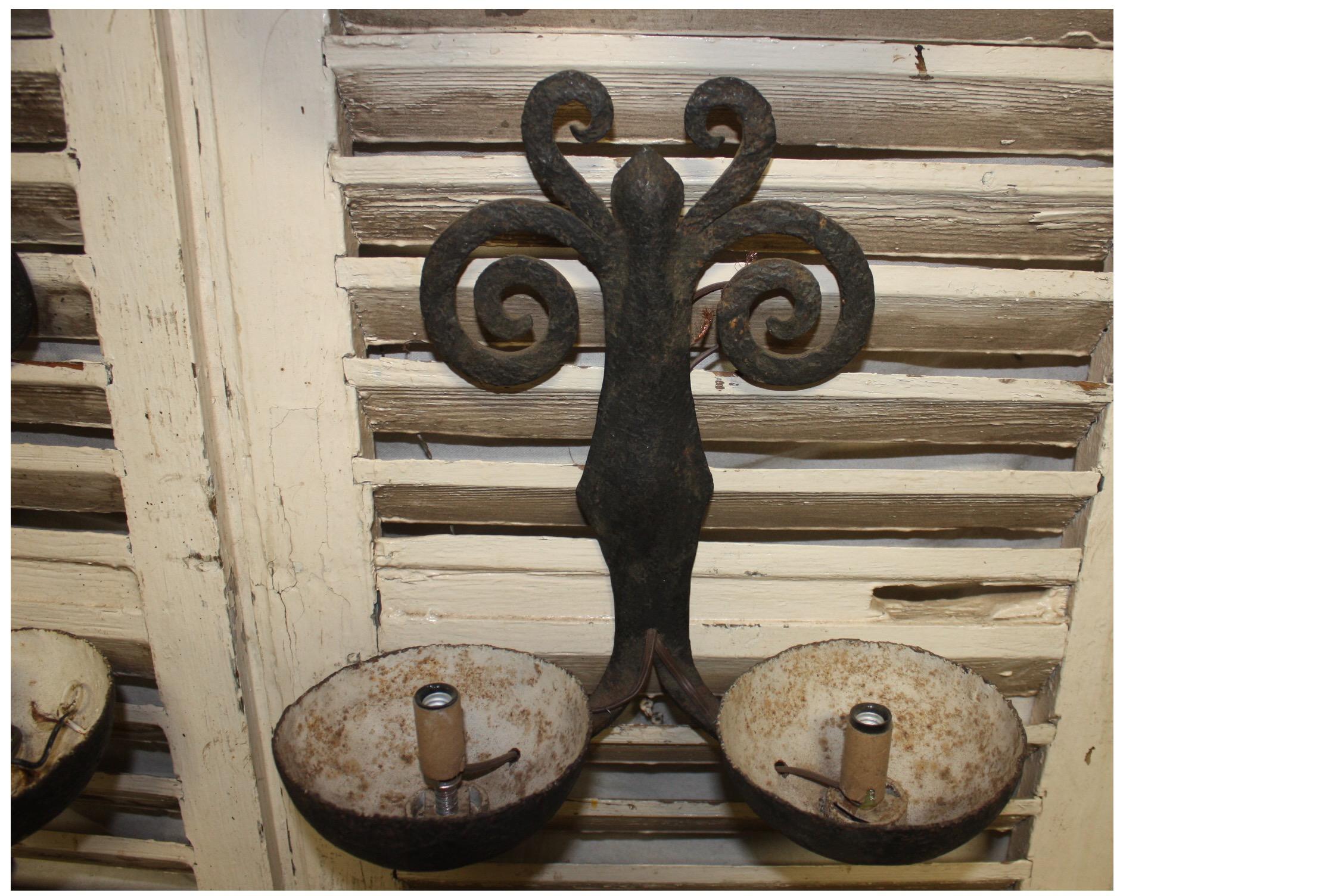 Superbe French Pairs of Iron Sconces For Sale 8