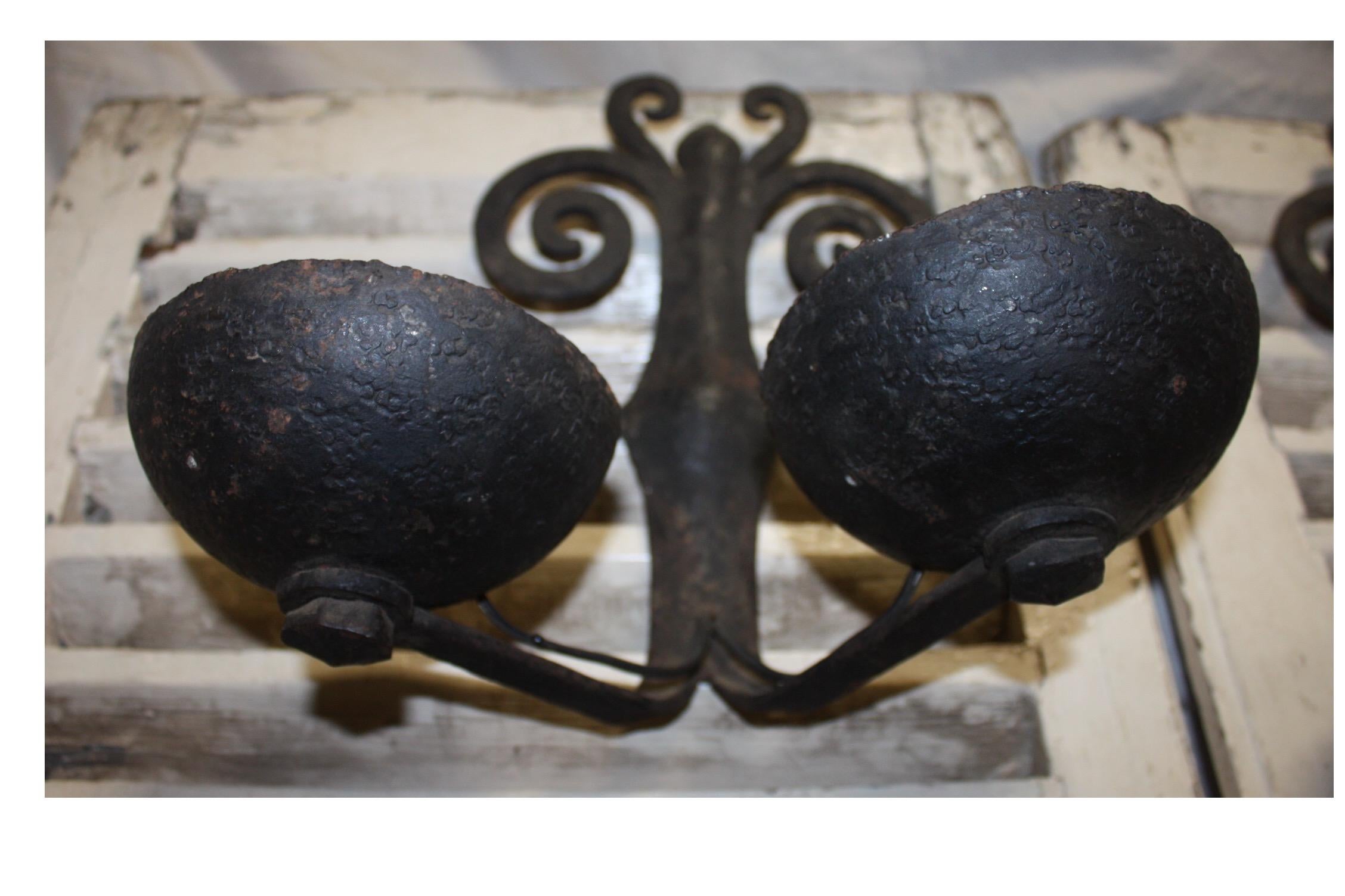 Superbe French Pairs of Iron Sconces For Sale 11