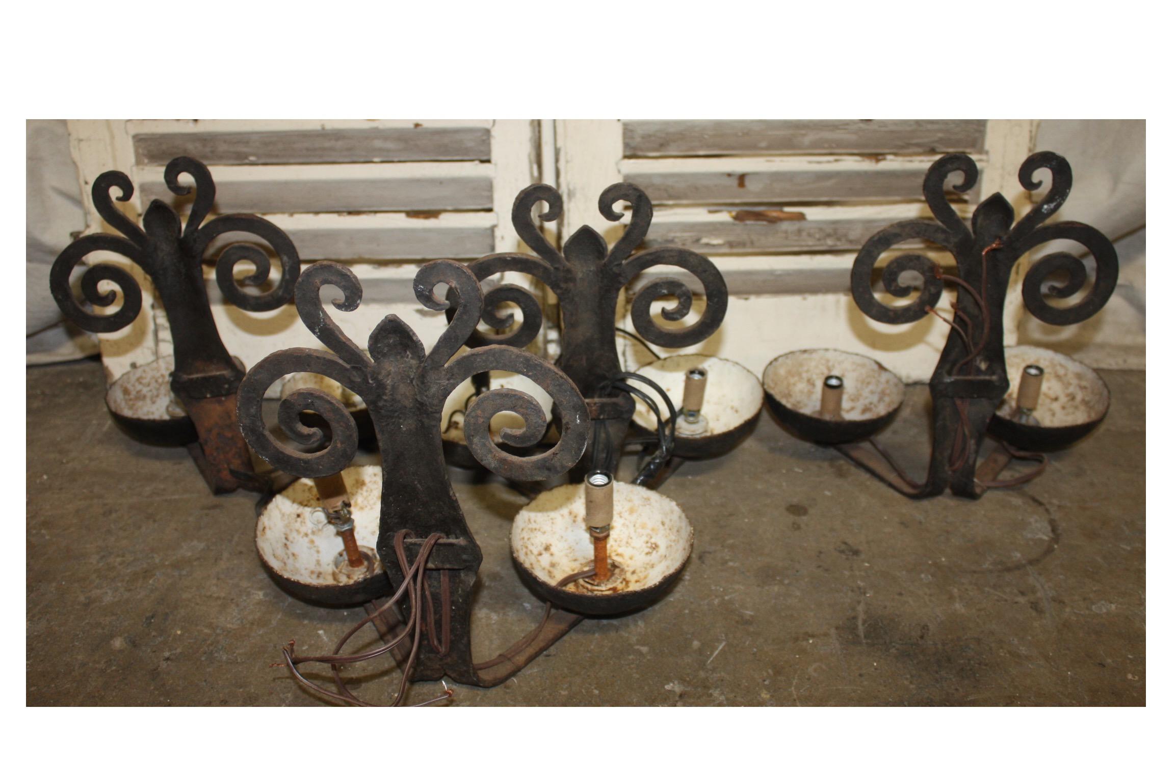 Superbe French Pairs of Iron Sconces For Sale 14