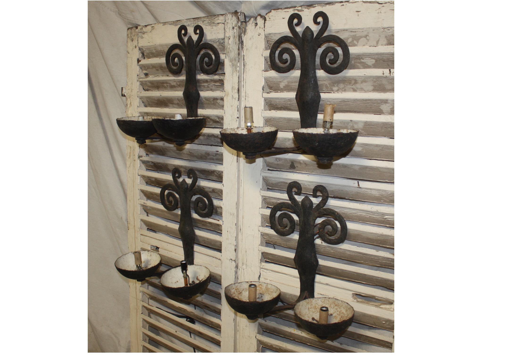 Louis XIV Superbe French Pairs of Iron Sconces For Sale