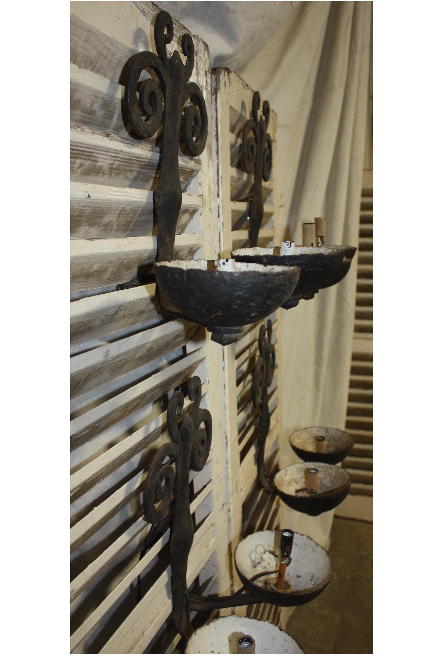 Superbe French Pairs of Iron Sconces For Sale 1