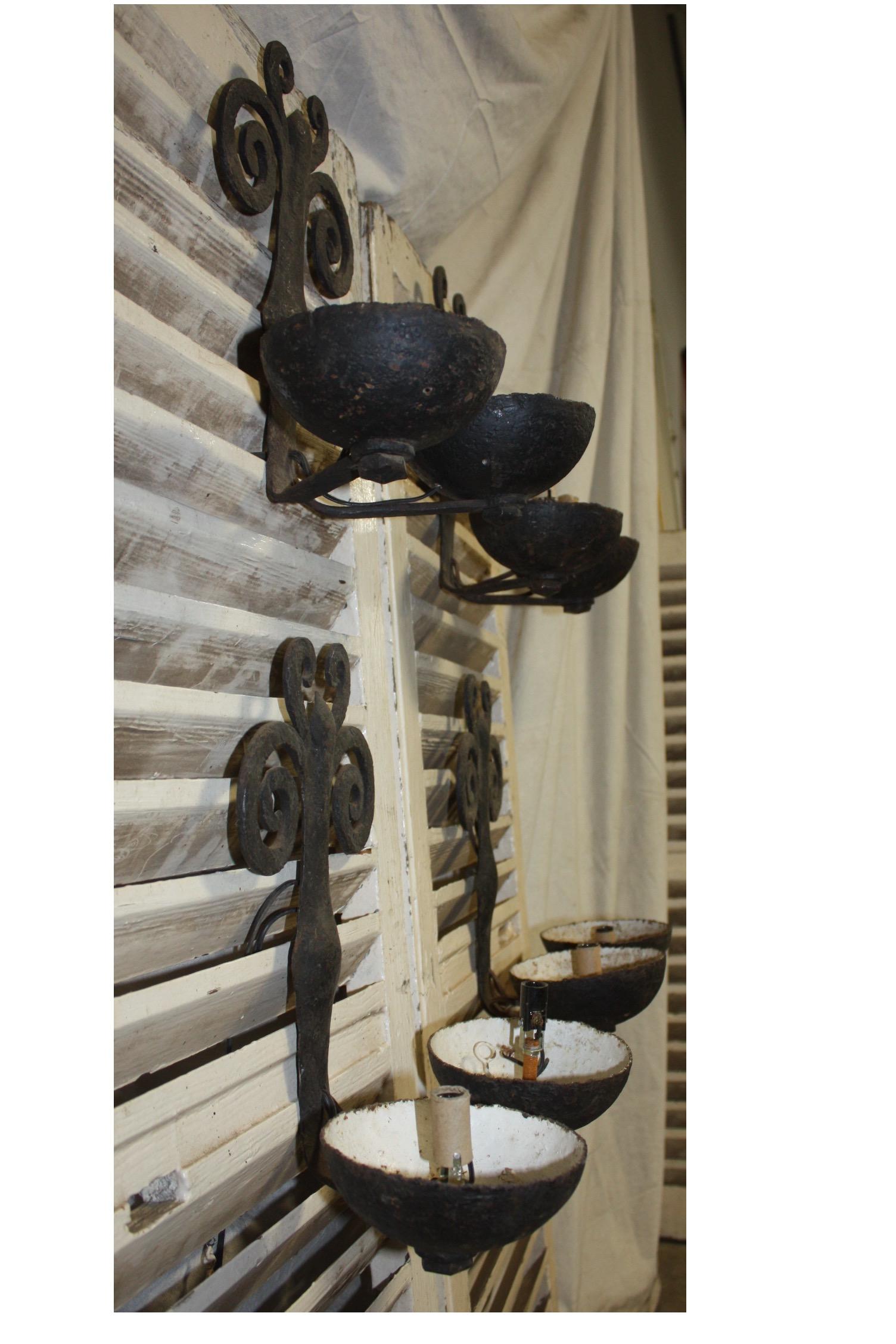 Superbe French Pairs of Iron Sconces For Sale 2