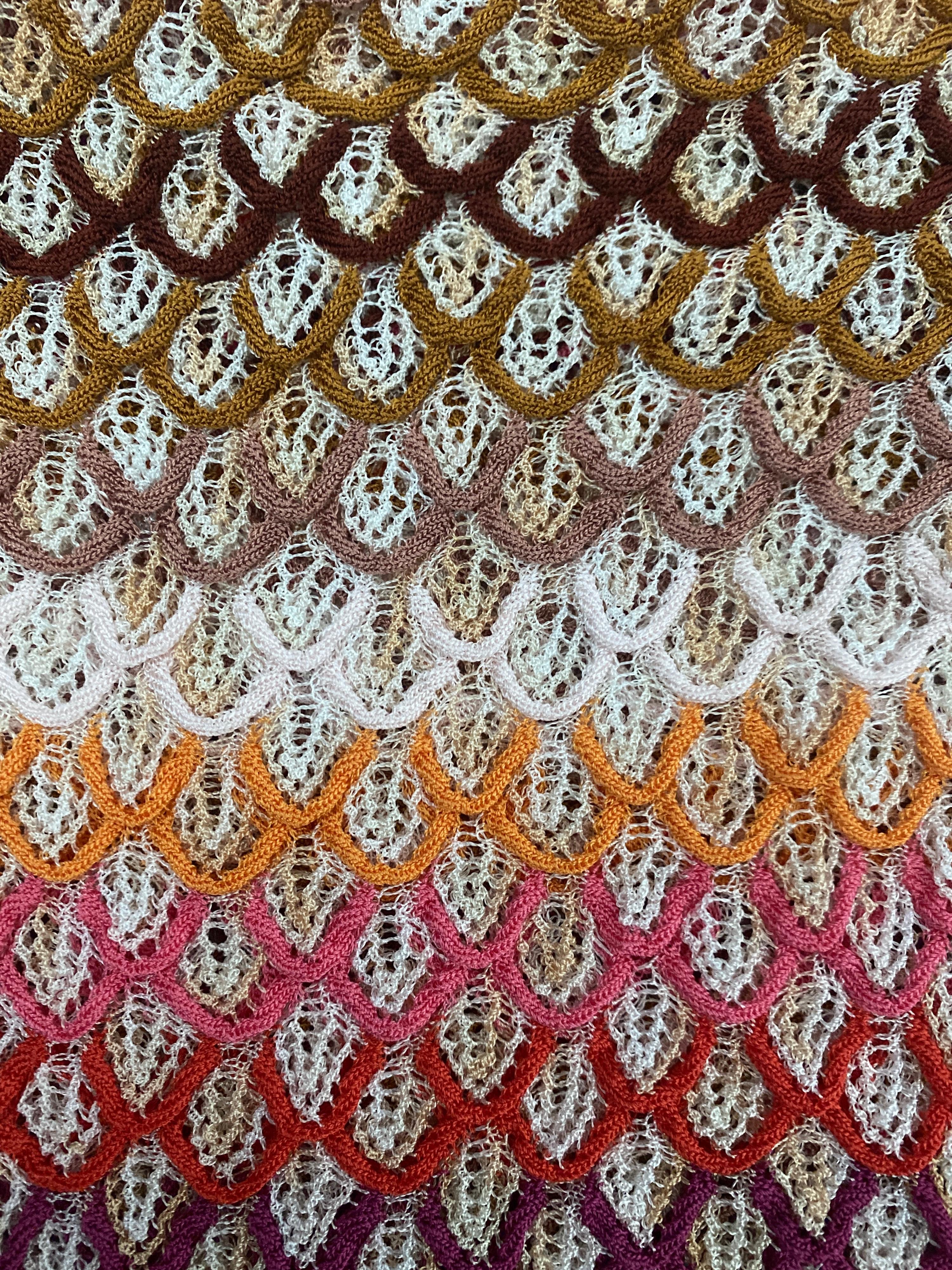 Beige Superbe Multicolor Missoni Crochet Knit Mini Dress Cover Up as seen on Kim