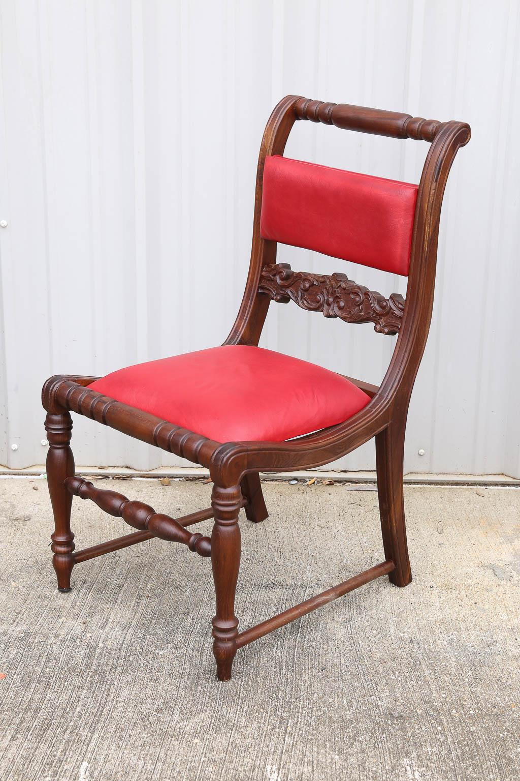 Anglo Raj Superbly Crafted Stylized Modern Teak Wood and Fine Leather Dinning Chairs For Sale
