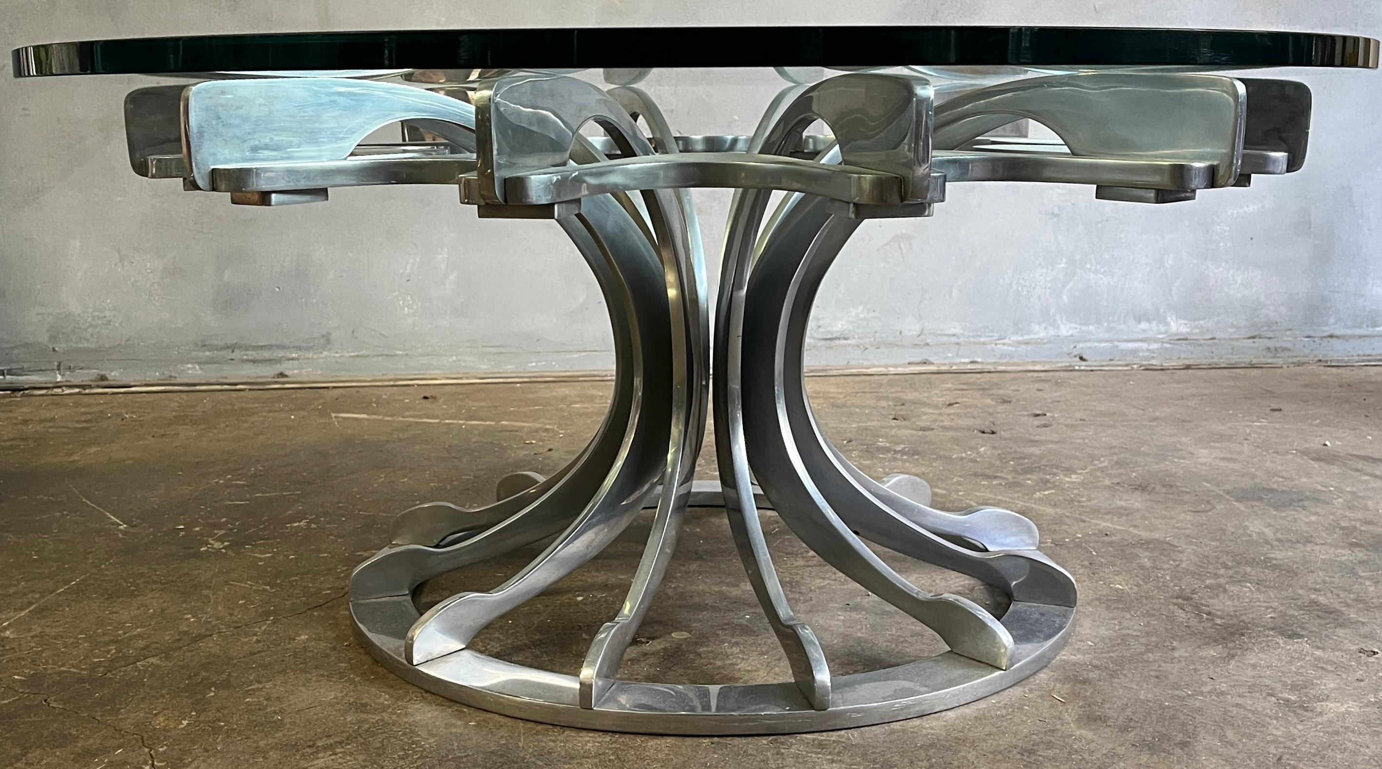 Post-Modern Superbly Designed and Crafted Cast Aluminum Coffee Table For Sale