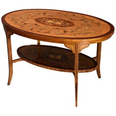 Superbly Fine Quality Edwardian Inlaid Satinwood Two-Tier Oval Coffee Table