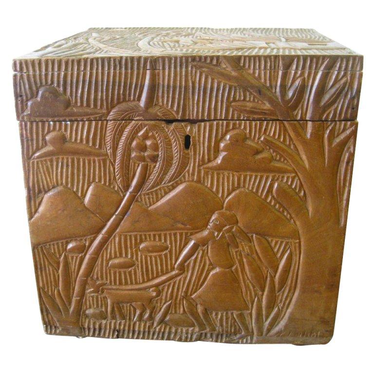 Superbly Hand-Carved Treasure Box For Sale
