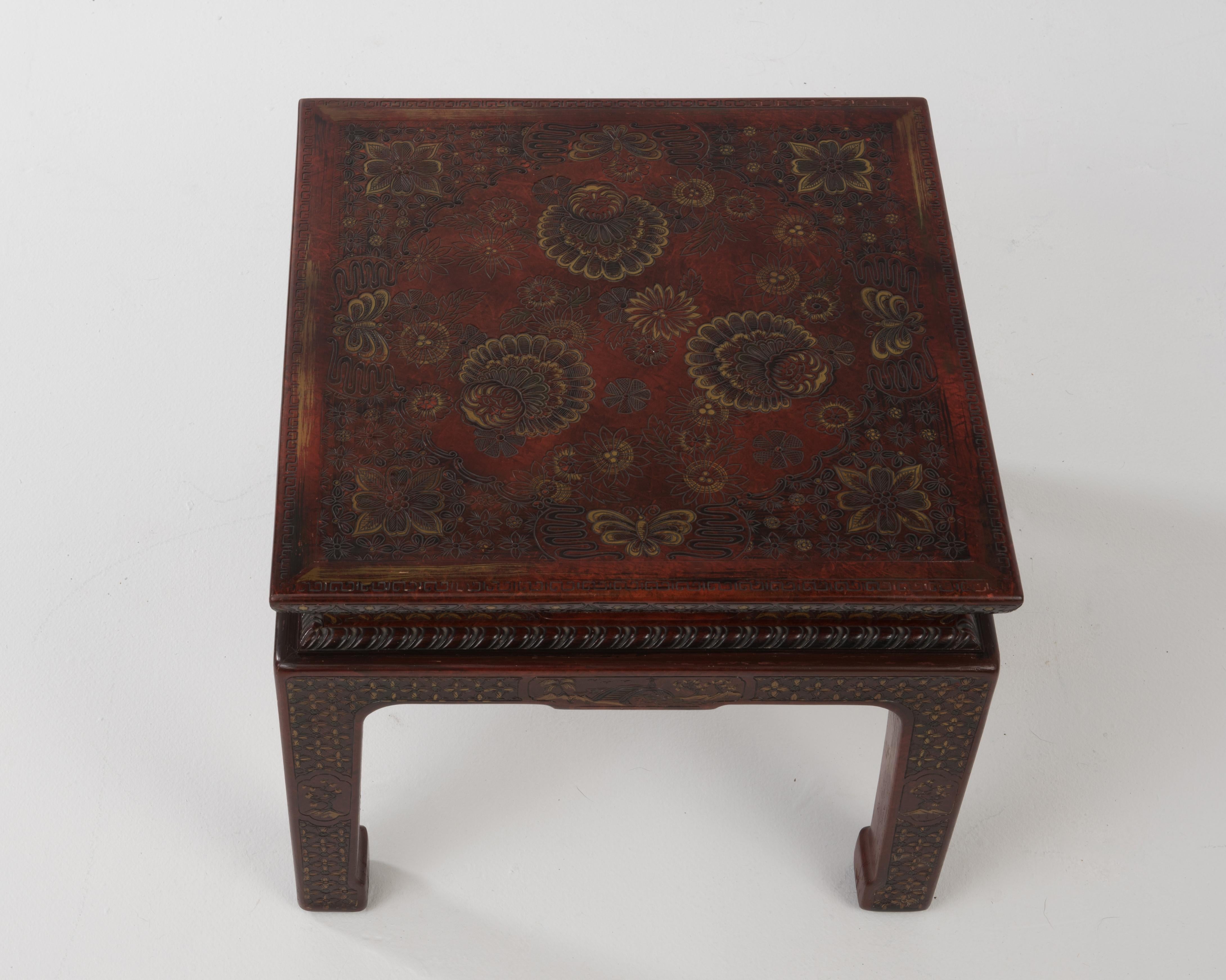 North American Superbly Rich Pair of Square Asian Style John Widdicomb End Side Tables