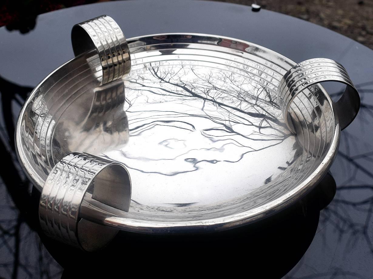 English Superbly Stylish Art Deco Silver Plated Modernist Bowl