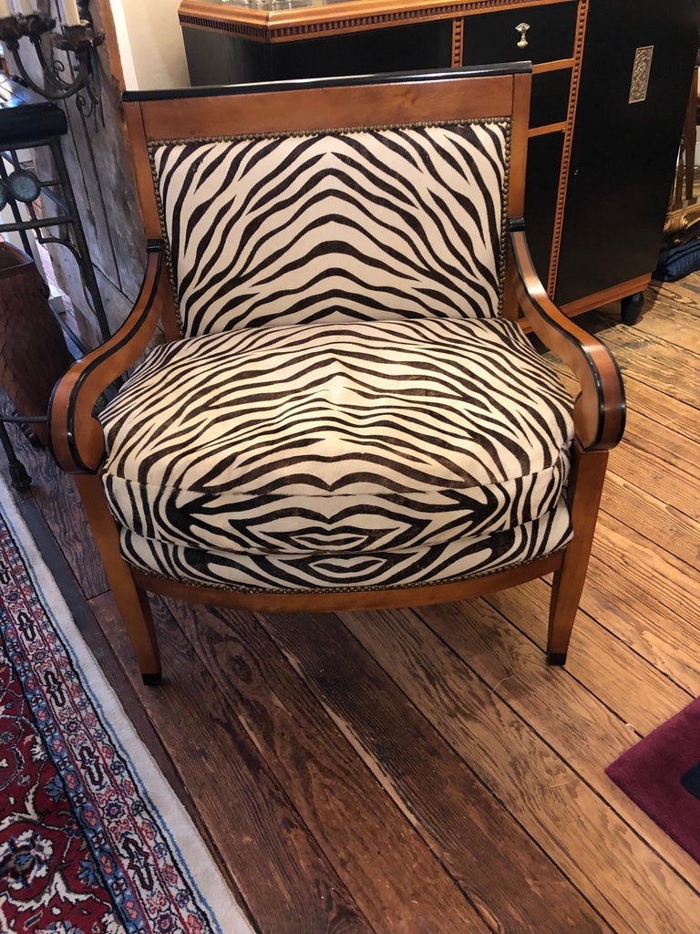 Superbly Stylish Club Chair with Printed Zebra Cowhide Upholstery at 1stDibs