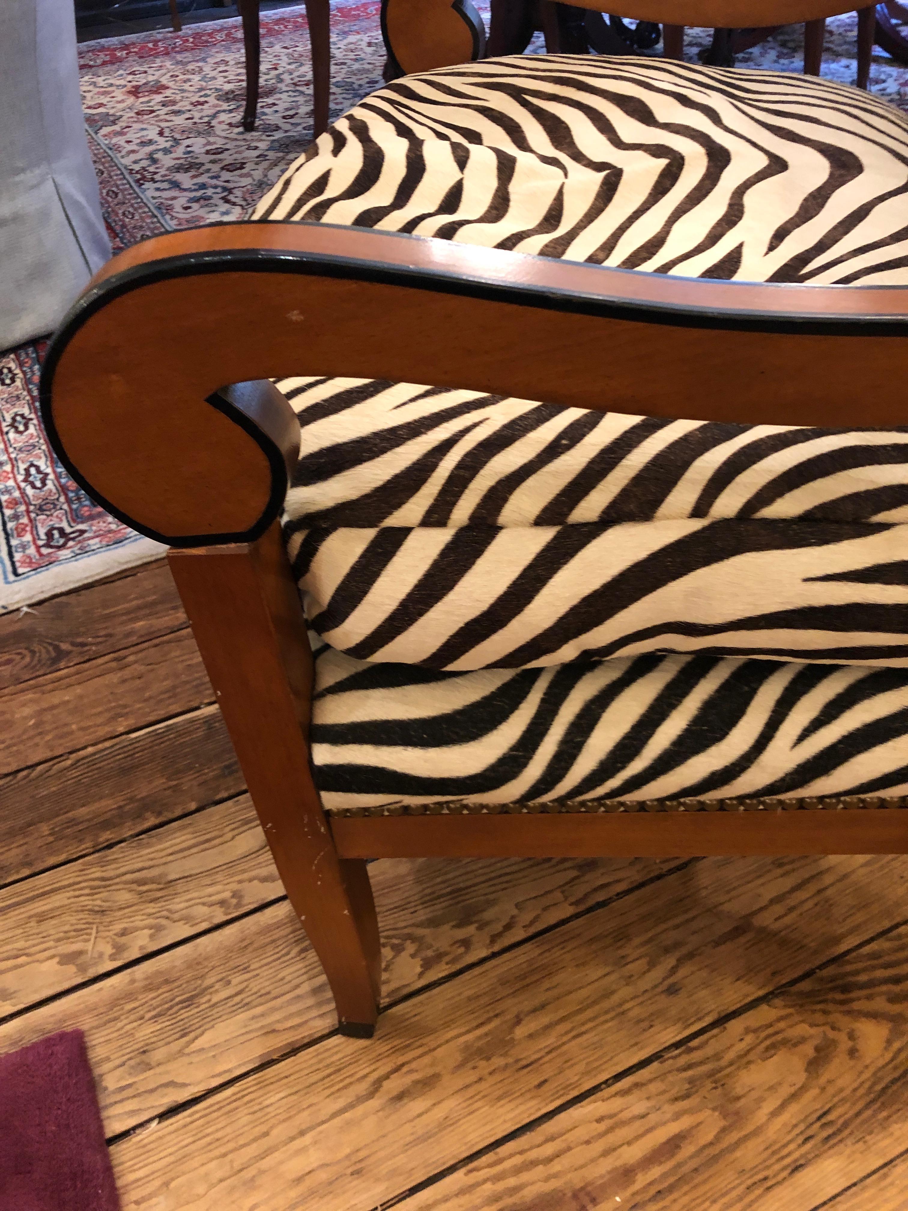 Superbly Stylish Club Chair with Printed Zebra Cowhide Upholstery 1