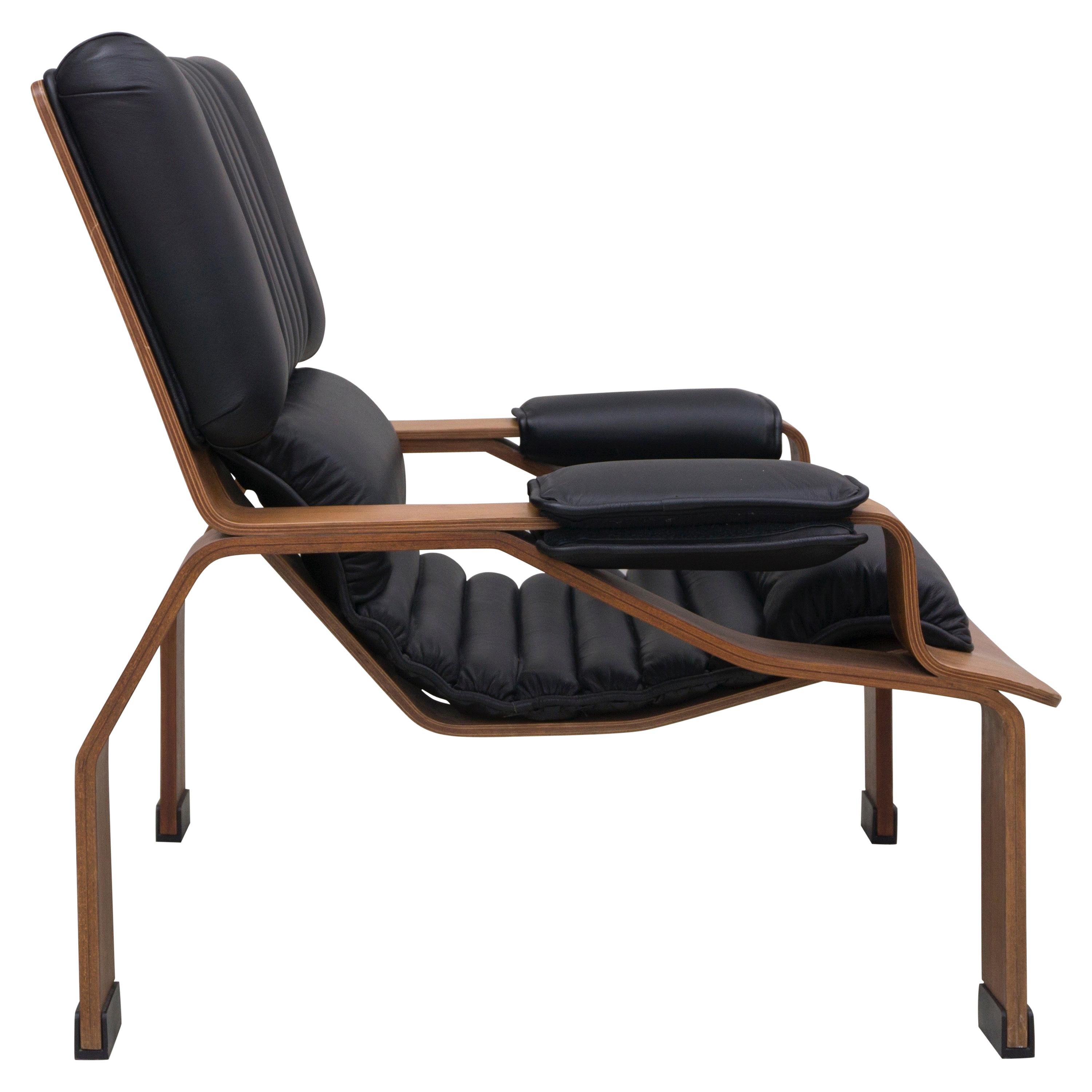 "Supercomfort" Armchair, Joe Colombo, Plywood, Black, Comfort, Meda, Italy, 1964 For Sale